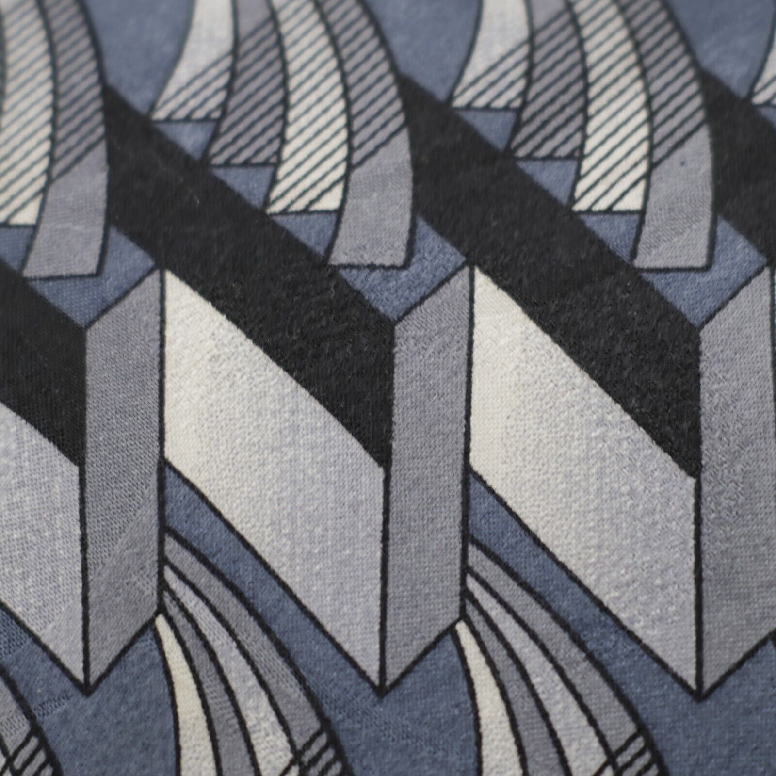Albert Nipon Albert Nipon Abstract Geometric Silver Blue Jacquard Print S Size ONE SIZE - 2 Thumbnail