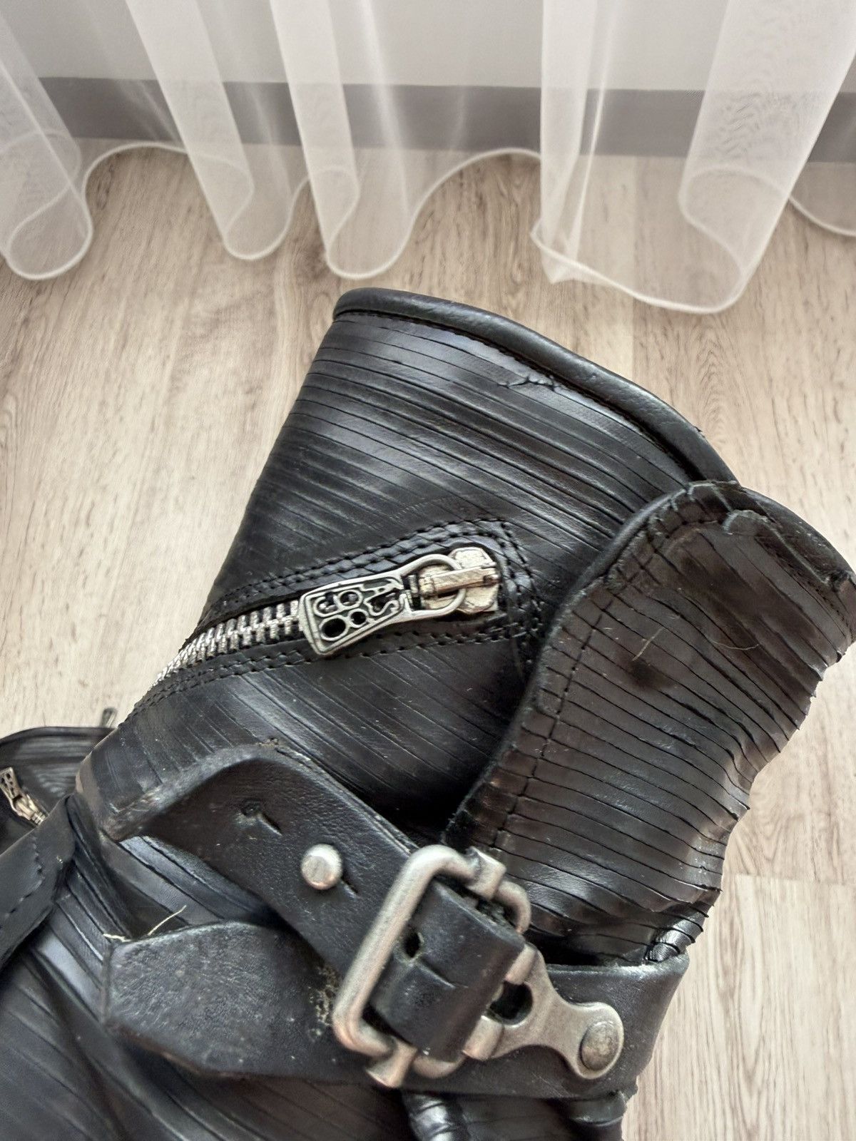 A.S.98 Airstep A.S.98 Black Leather Buckle Strap Zip Biker EU 38 Size US 8 / IT 38 - 11 Thumbnail