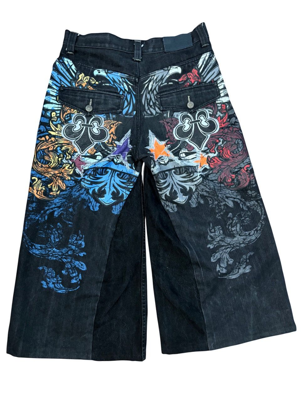 JNCO Y2K Embroidery Raw Blue Jeans Size US 32 / EU 48 - 1 Thumbnail