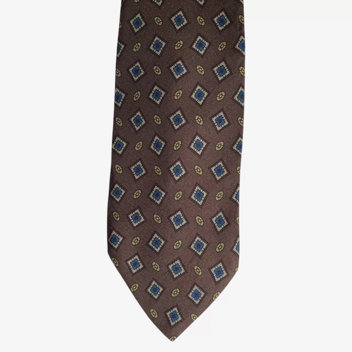 Fendi Vintage 80s Fendi Roma Geometric Print Brown Silk Tie Size ONE SIZE - 4 Thumbnail