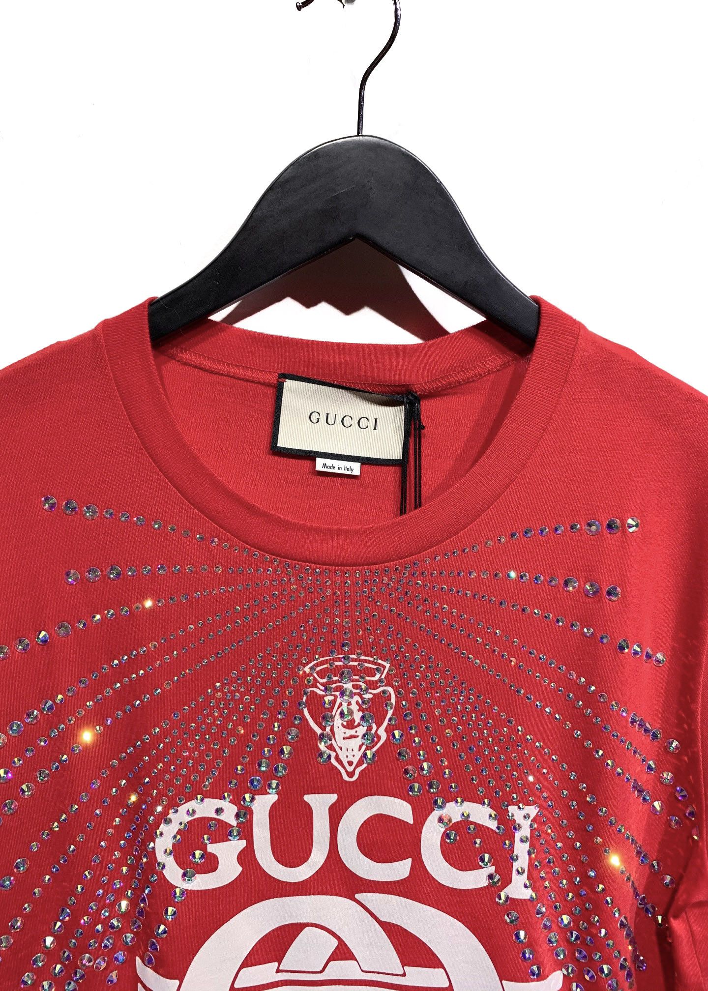 Gucci Gucci 2019 Red Logo Graphic Print Swarovski T-shirt Size L / US 10 / IT 46 - 3 Thumbnail