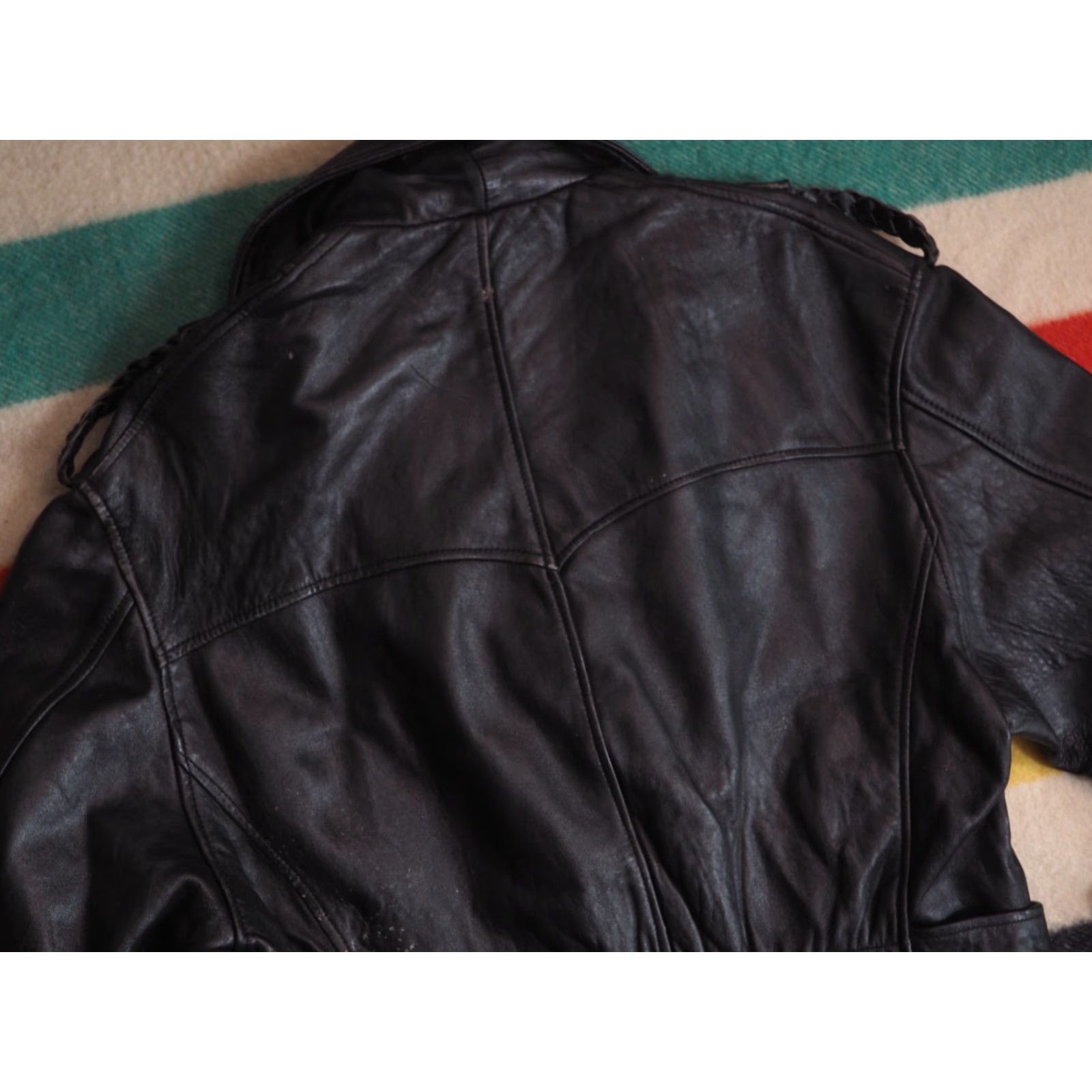 Vintage VINTAGE Winlit Leather Jacket Womens 80s 90s Black Zip Moto Cafe Western Glam Rock L Size L / US 10 / IT 46 - 6 Thumbnail