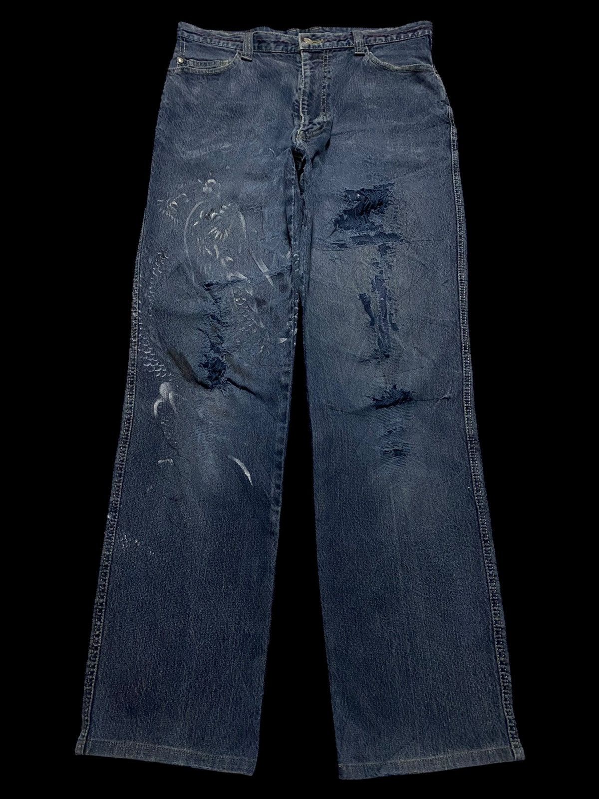 Vintage Japanese Brands Santafe Dragon Distressed Jeans