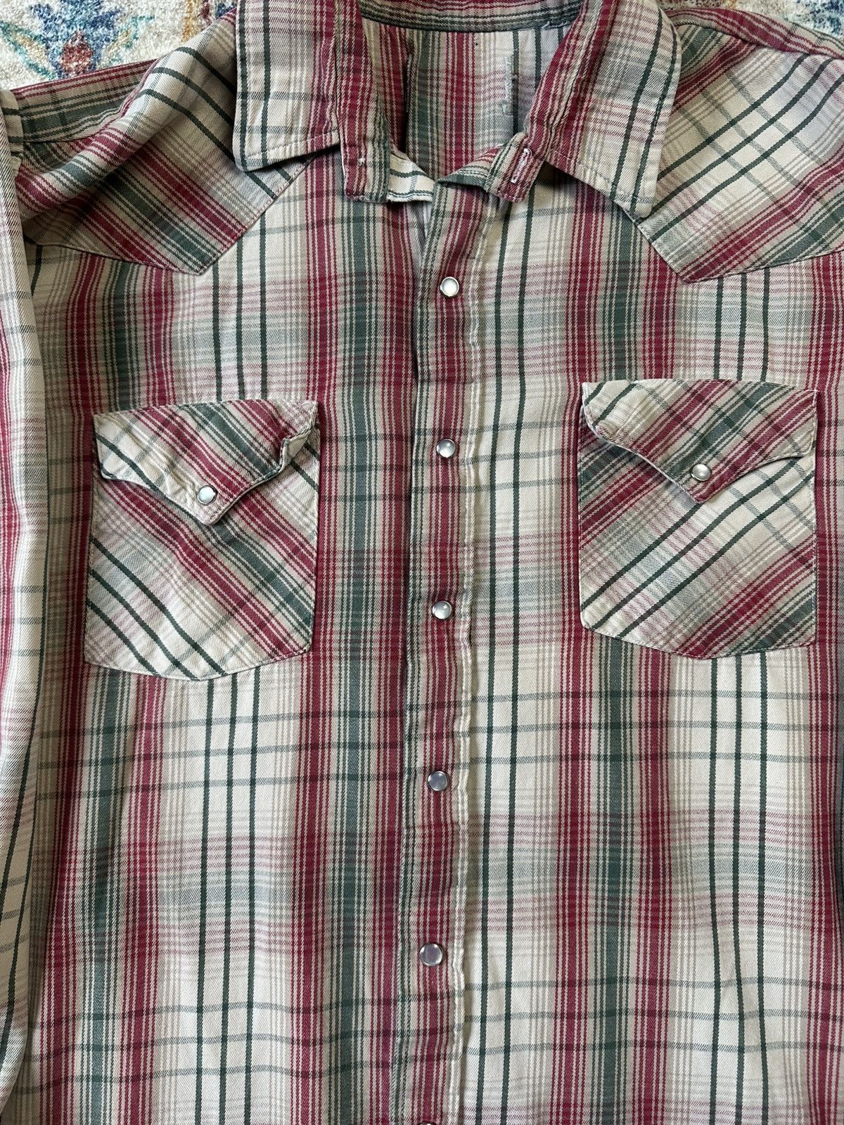 Vintage Vintage 80s Plaid Pearl Snap Shirt Size XL Size US XL / EU 56 / 4 - 4 Thumbnail