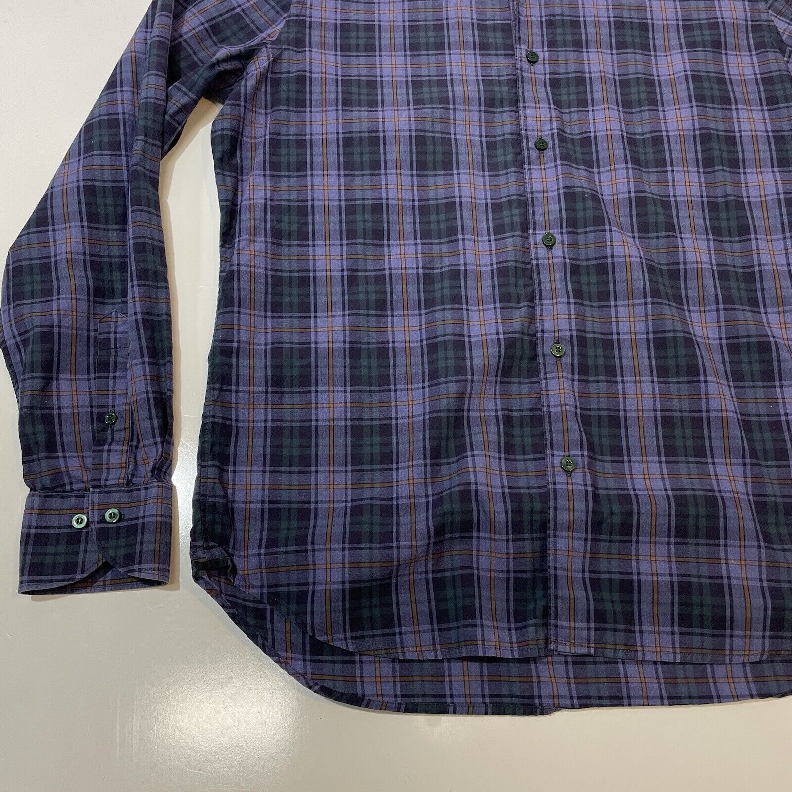 Saks Fifth Avenue Saks Fifth Avenue Men's Casual Shirt Checks Purple Green Med Size US M / EU 48-50 / 2 - 2 Thumbnail