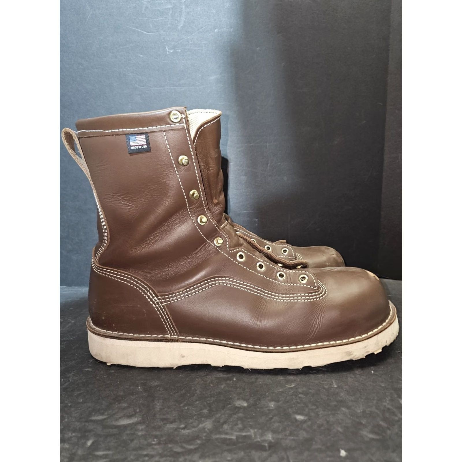 Danner Danner Signature 8" Power Foreman NMT Composite Toe Waterproof Work Boot Size 14 Mens Boots Brown Leather Waterproof Work Boot Size US 14 / EU 47 - 6 Thumbnail