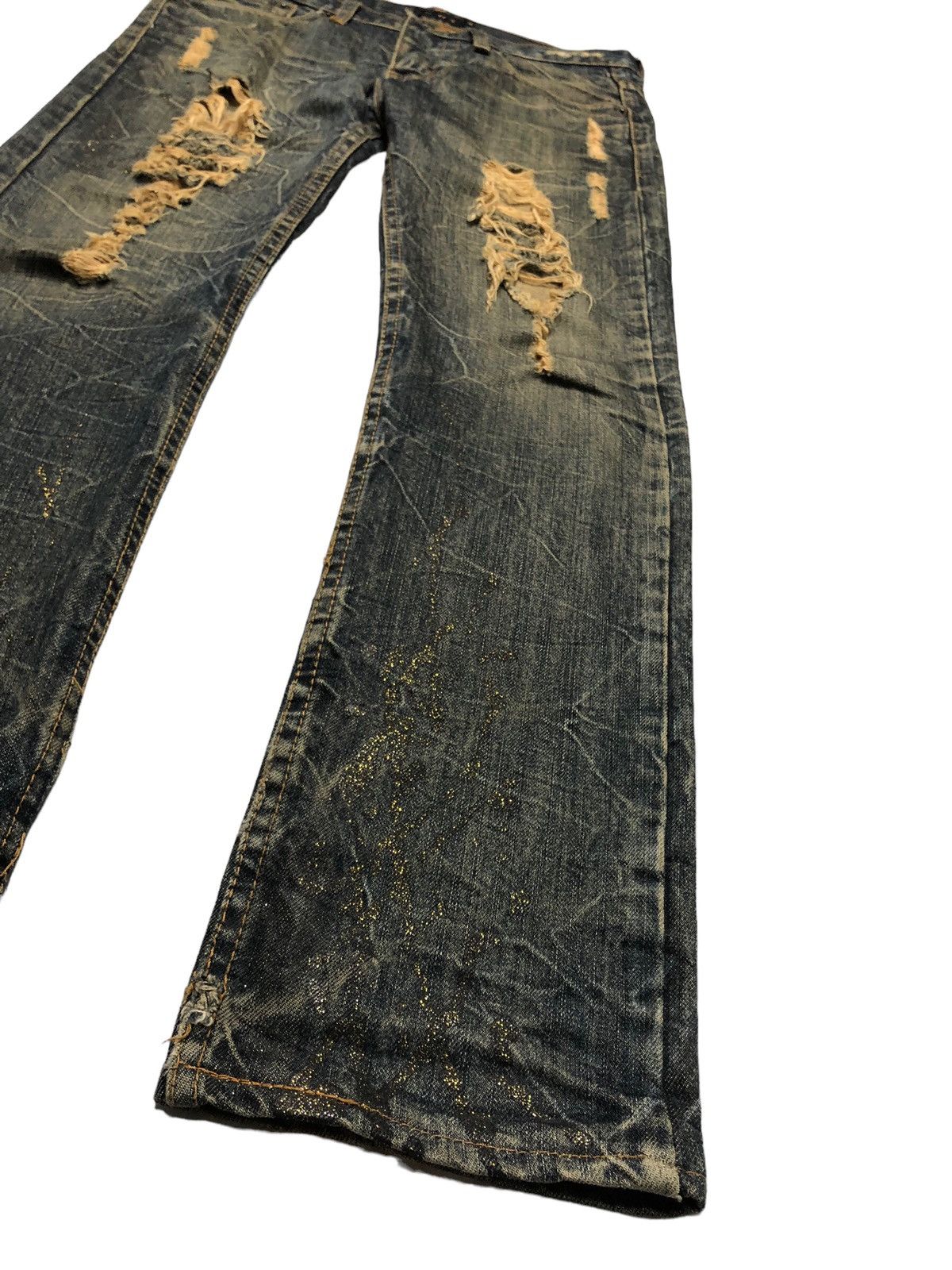 Japanese Brand Japanese Brand KUI distressed glitter rusty denim pants Size US 33 - 5 Thumbnail