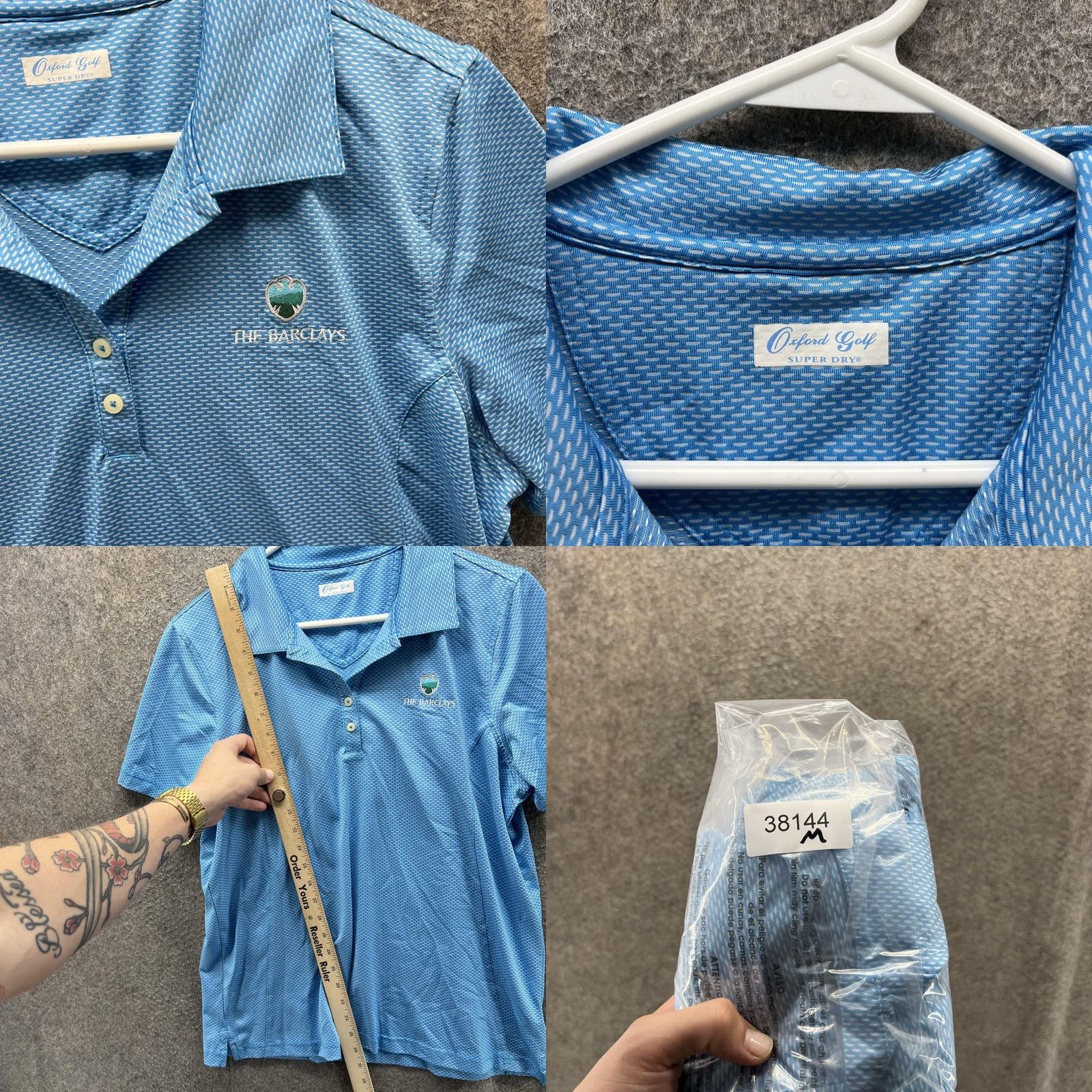 Superdry Oxford Golf Shirt Women Medium Blue The Barclays Super Dry Performance Polo Golf Size M / US 6-8 / IT 42-44 - 8 Thumbnail