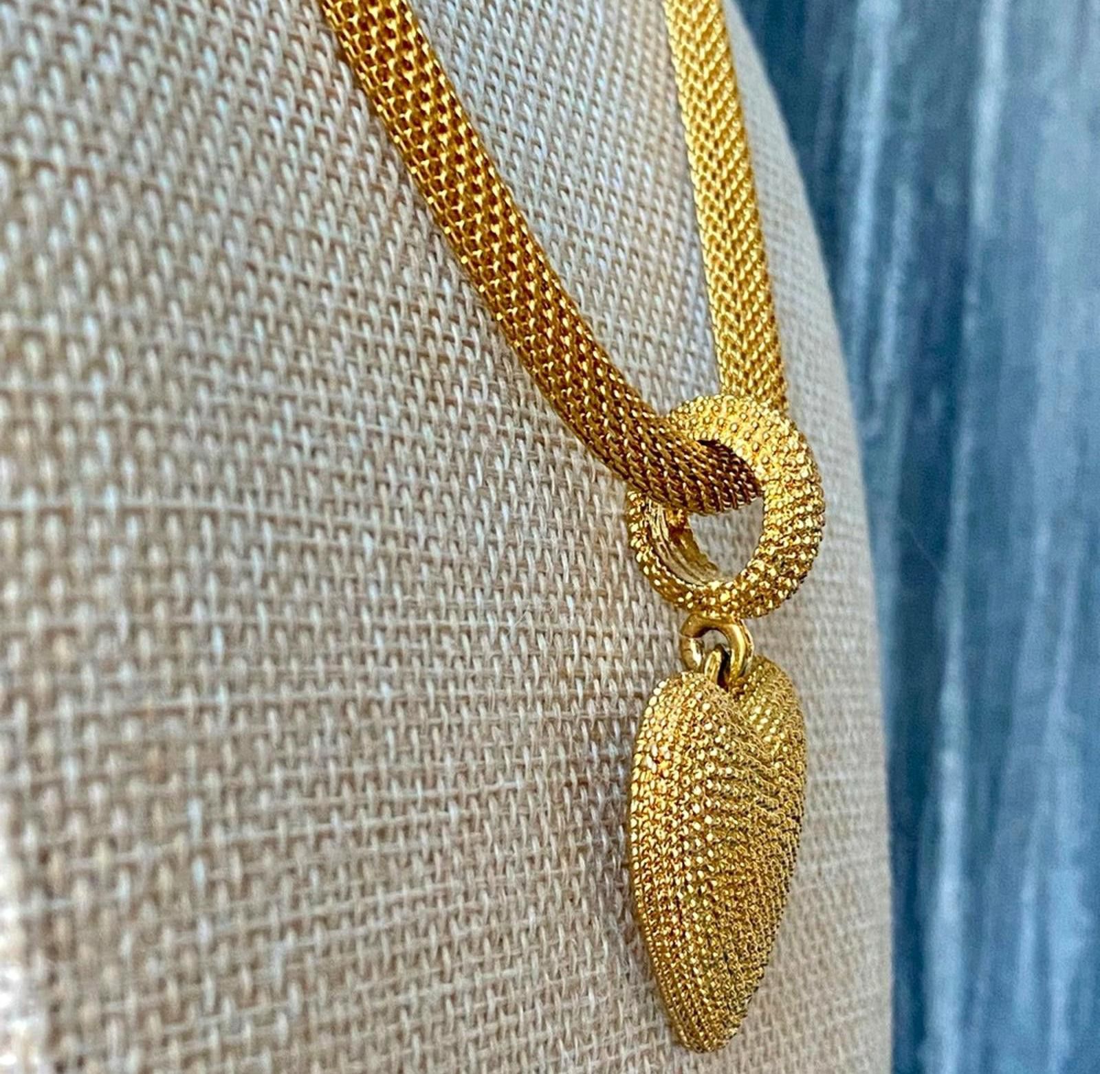 Vintage Vintage 18K Gold Plated Puffy Heart Necklace Size ONE SIZE - 3 Thumbnail