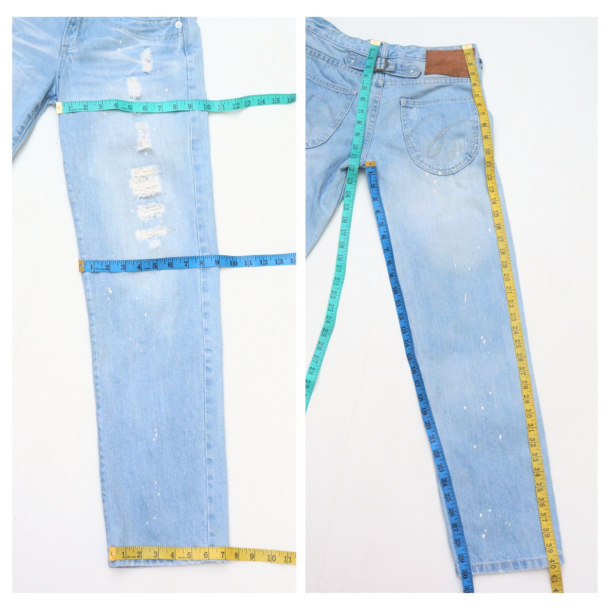 Japanese Brand MILI MILI Ripped And Paint Splattered With Cinch Back Jeans Size 27" / US 4 / IT 40 - 13 Thumbnail
