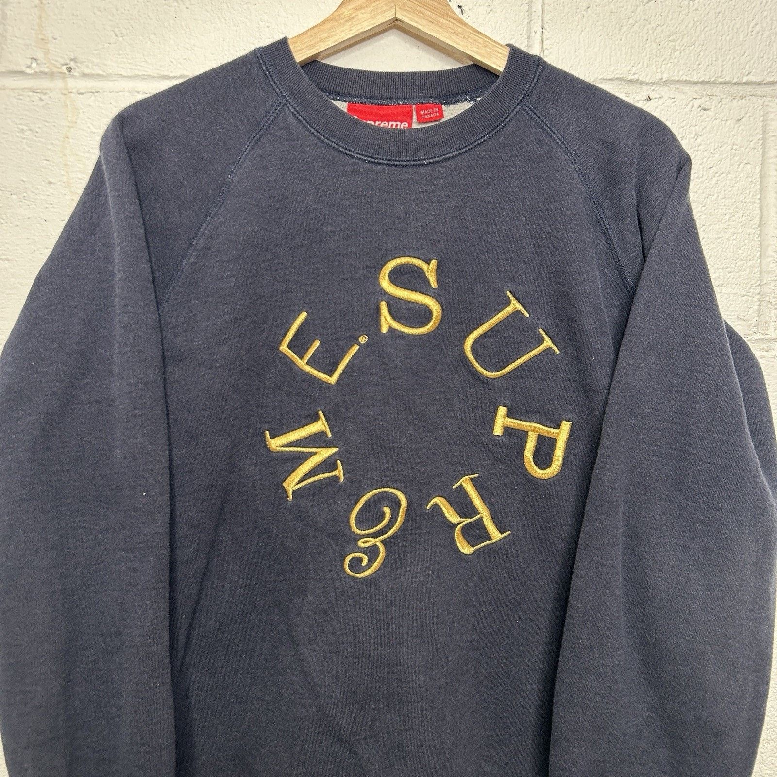 Supreme Supreme Circle Script CrewNeck Sweatshirt “Navy Gold” FW13 Size US M / EU 48-50 / 2 - 3 Thumbnail