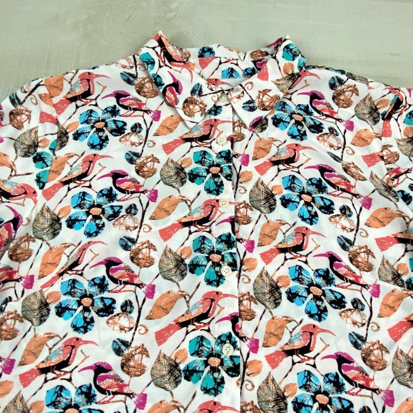 Talbots Talbots Women's Small Floral Button Up Shirt Multicolor Long Sleeve Roll Tab Sleeves Casual Size S / US 4 / IT 40 - 2 Thumbnail