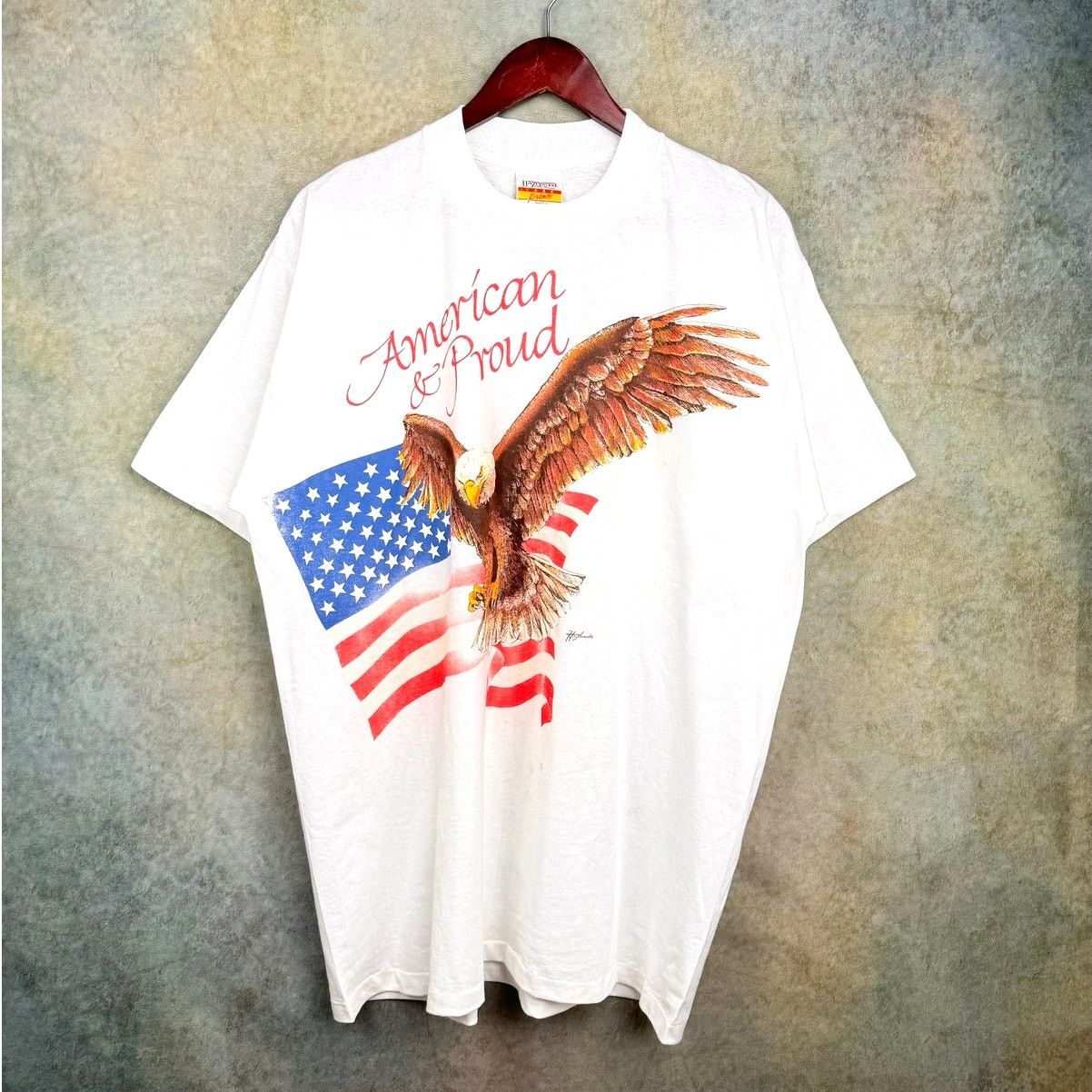 Vintage VTG 90s American Proud Eagle T Shirt XL White Single Stitch Size US XL / EU 56 / 4 - 1 Thumbnail