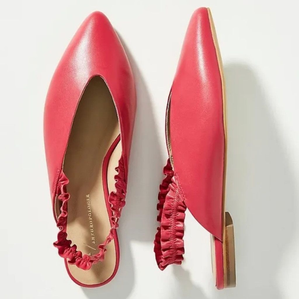 Anthropologie Anthropologie Jemma Ruffled Slingback Flats Size US 7 / IT 37 - 1 Thumbnail