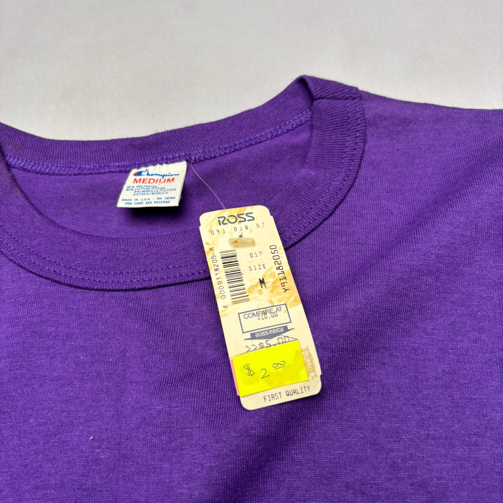 Champion Vintage 80s Champion Blank Tee Shirt Purple Men's Medium Size US M / EU 48-50 / 2 - 8 Thumbnail