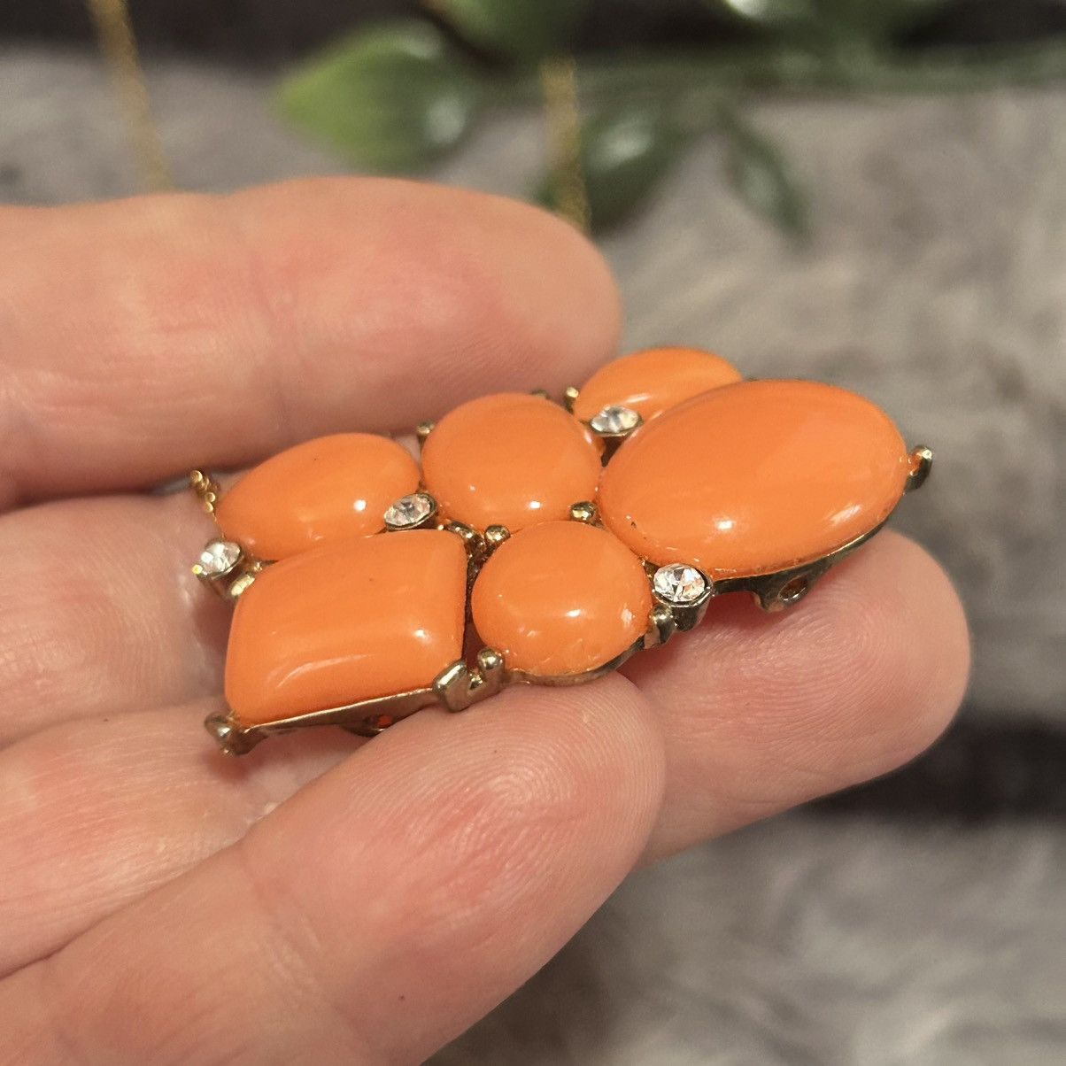 Handmade Handcrafted repurpose vintage tangerine glass necklace Size ONE SIZE - 6 Thumbnail