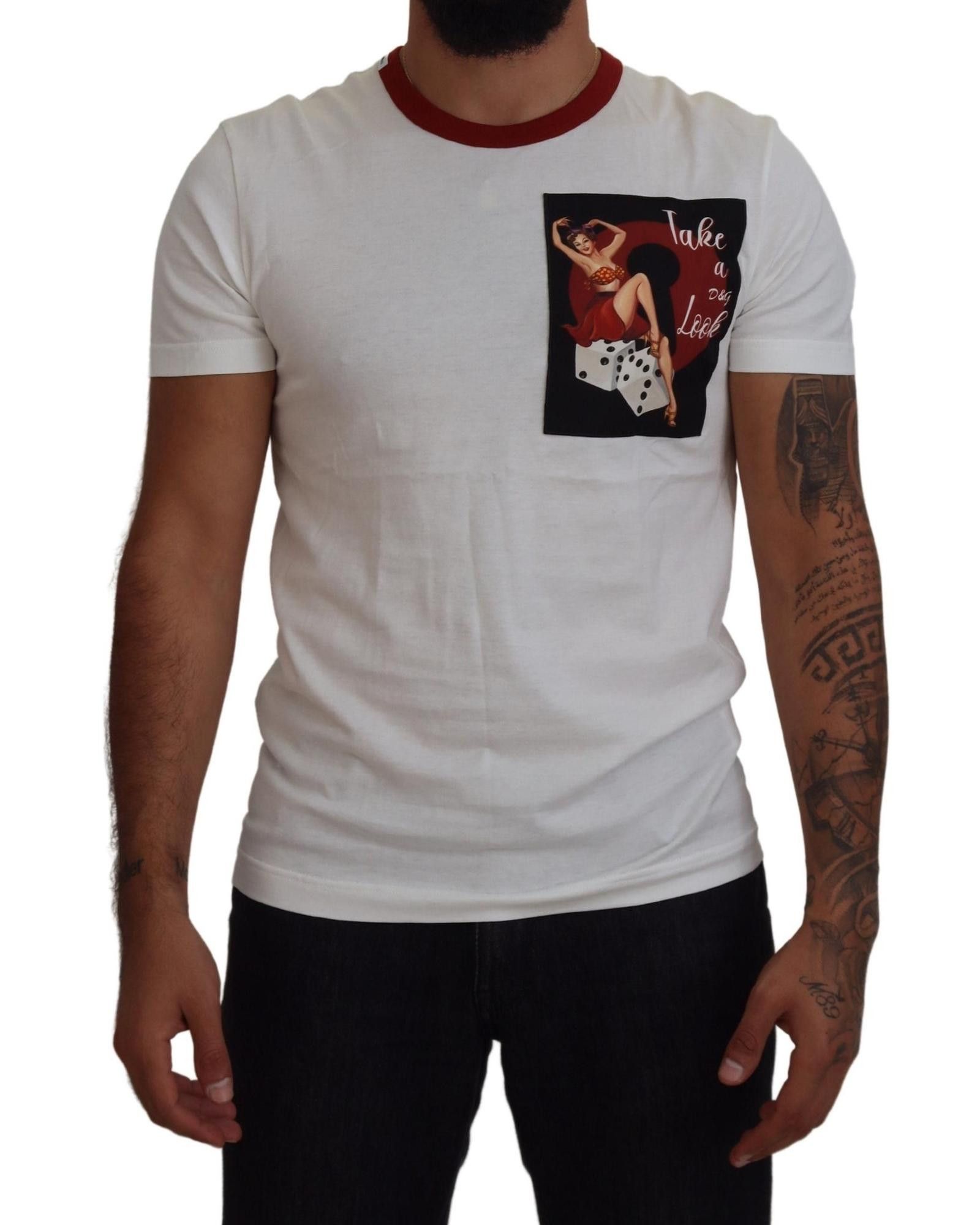 image of Dolce Gabbana Logo Print Crewneck T-Shirt in White, Men's (Size XS)