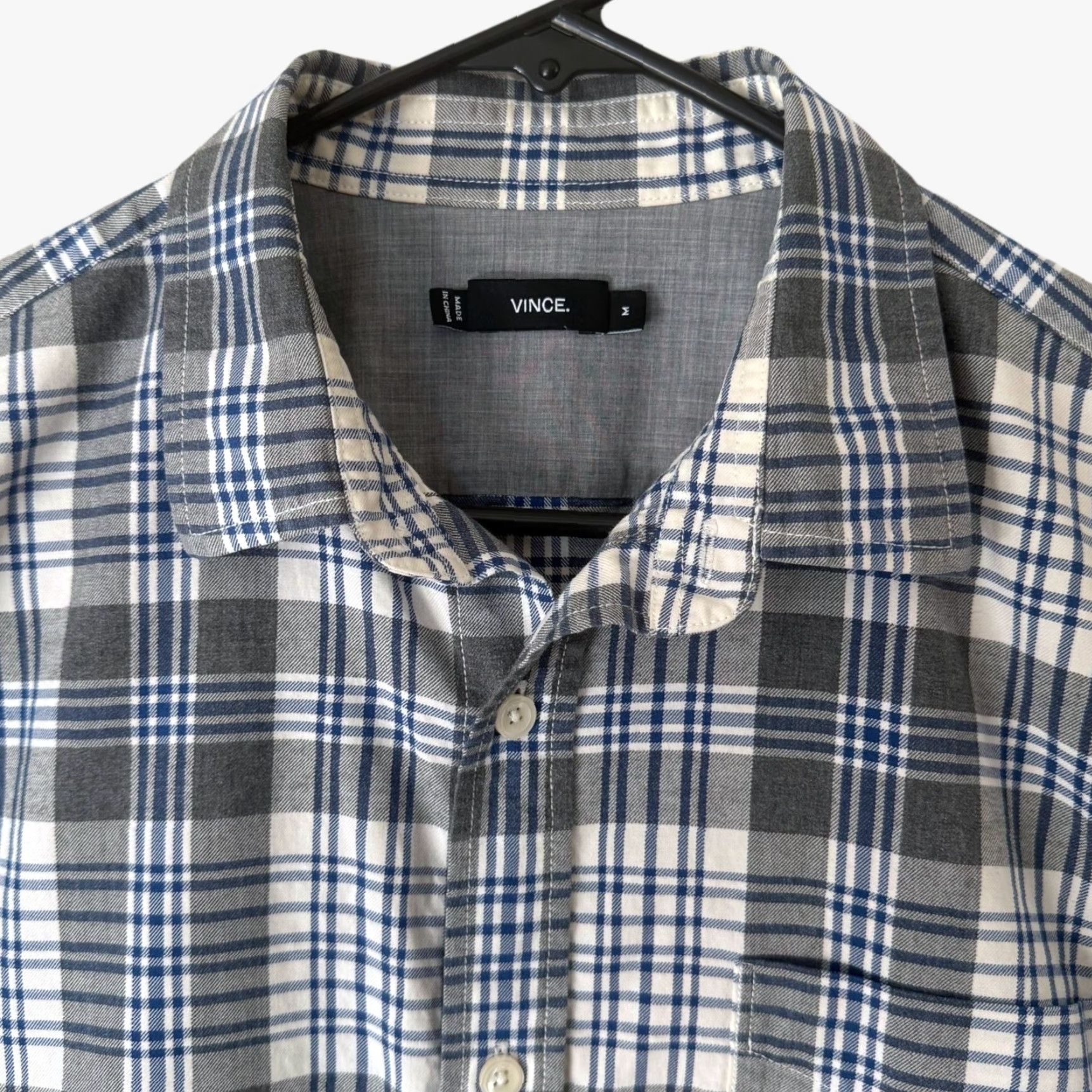 Vince Vince Button-Up Long-Sleeve Plaid Flannel Shirt Gray & Blue Men's M Size Cotton Size US M / EU 48-50 / 2 - 5 Thumbnail