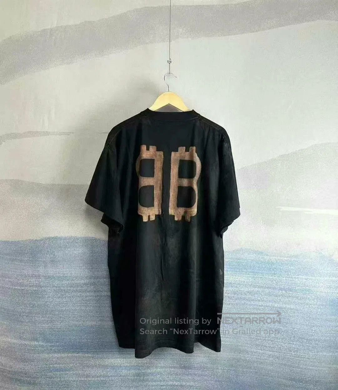 balenciaga black distressed bitcoin logo t-shirt.