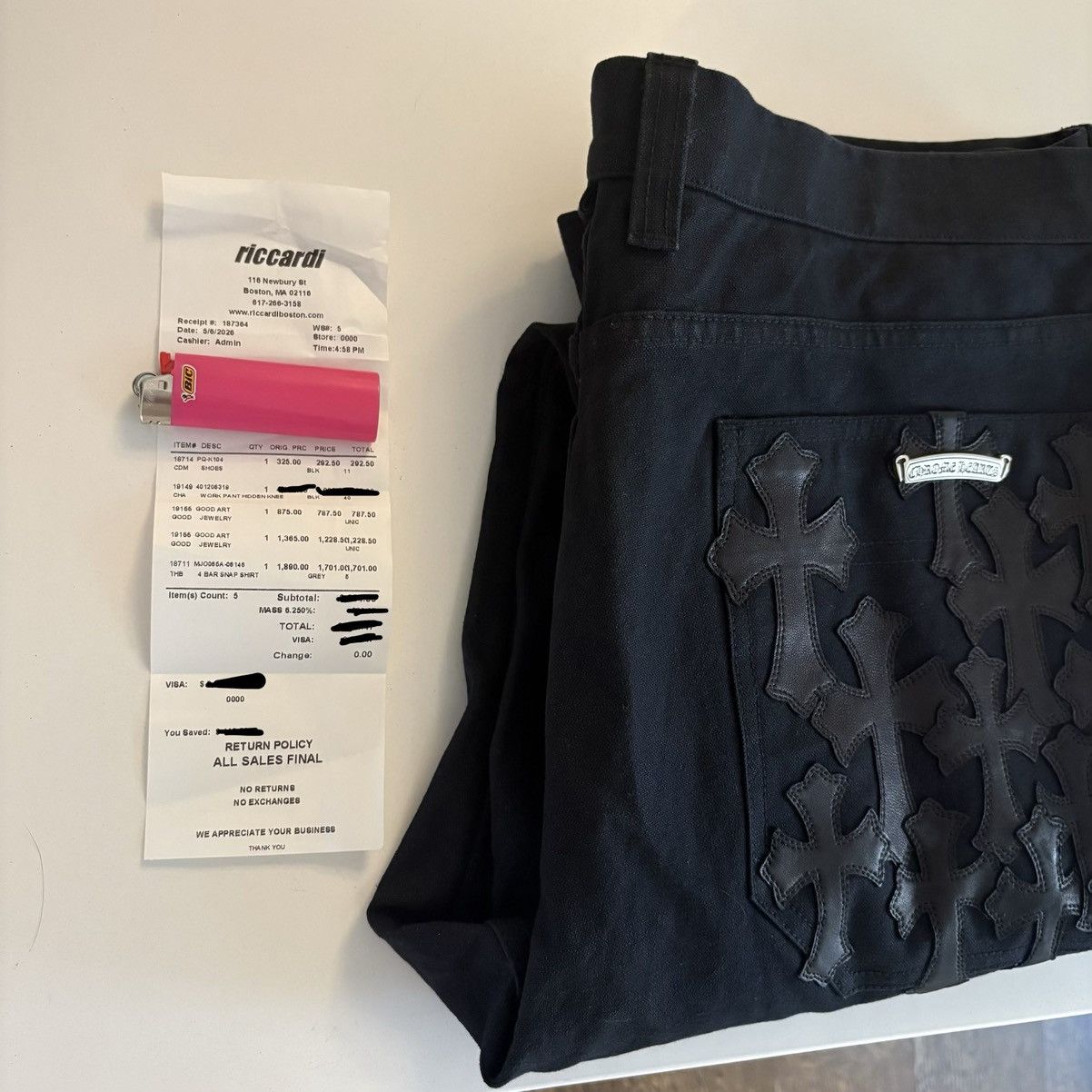 Chrome Hearts BLACK CROSS PATCH HIDDEN KNEE WORK PANTS Size US 40 / EU 56 - 12 Thumbnail
