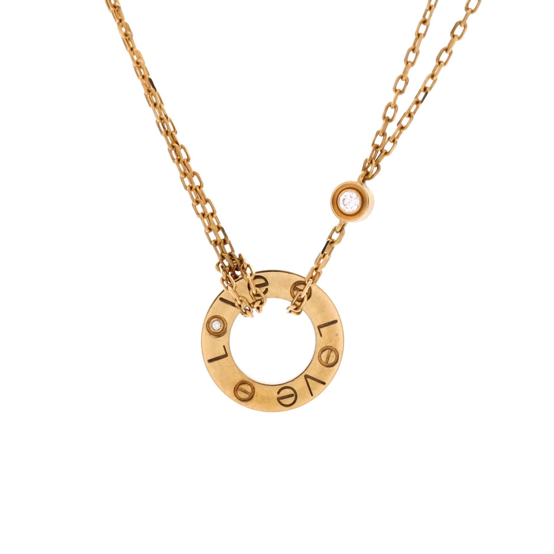 Cartier 2 Diamonds Love Pendant Necklace Size ONE SIZE - 1 Thumbnail