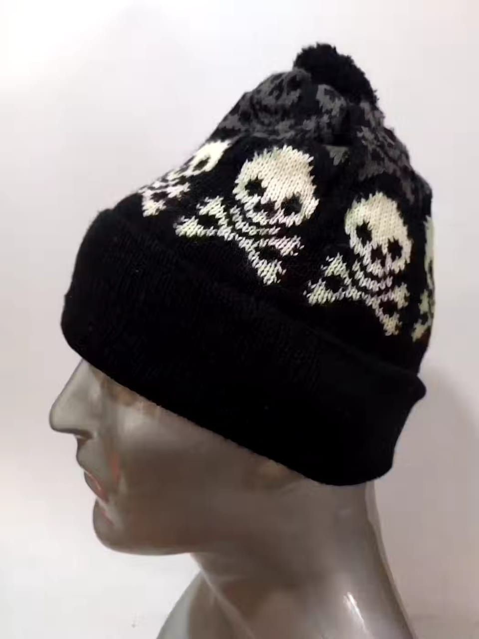 image of Avant Garde Unknown Skeleton Skull Punk Bondage Beanie Hats in Black, Men's