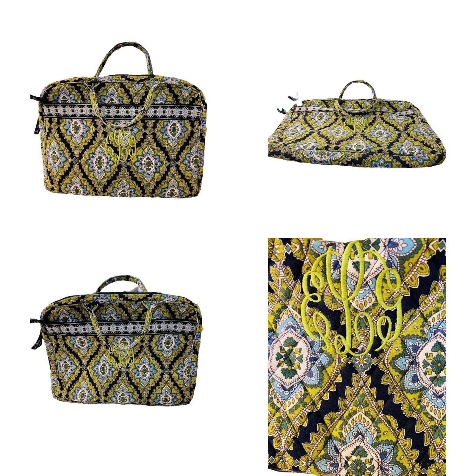 Vera Bradley Vera Bradley Cambridge Laptop Sleeve Tote Bag Monogrammed "ELG" 11" h x 14" w x 1" d Multicolor Cotton Blend Laptop Bag Women Monogrammed ELG Size ONE SIZE - 10 Thumbnail