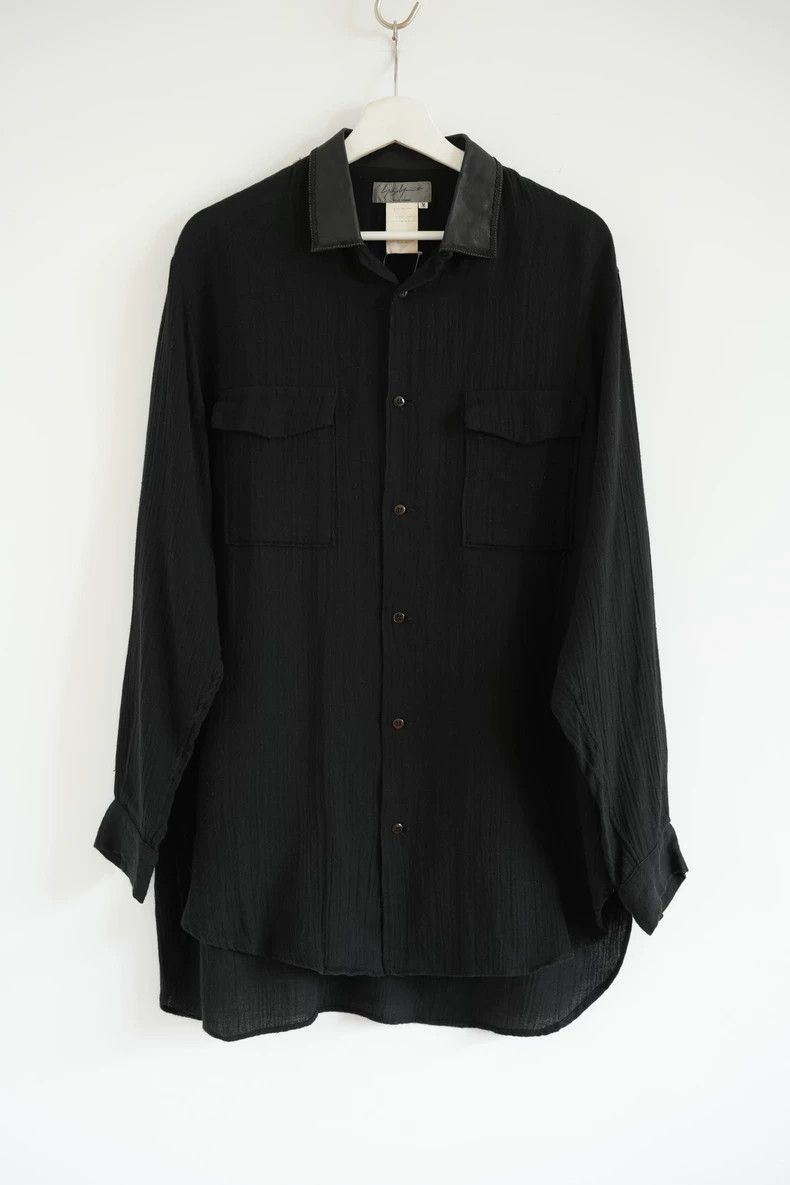 Yohji Yamamoto Yohji Yamamoto Black Shirt with Leather Col
