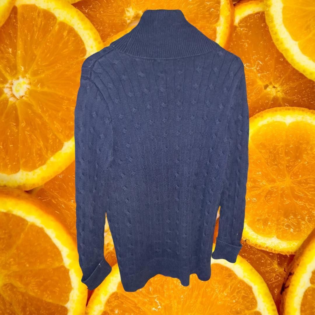 Ralph Lauren Ralph Lauren Sport Cable Knit Blue Turtleneck Sweater 100% C Size US L / EU 52-54 / 3 - 6 Thumbnail