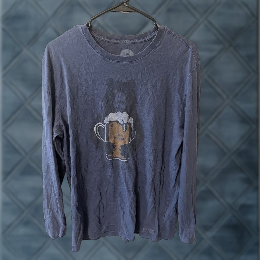 Life is Good Life Is Good Crusher Tee T-Shirt M Blue Long Sleeve Bear Logo Classic Fit Men Adults Regular Size Size US M / EU 48-50 / 2 - 1 Thumbnail