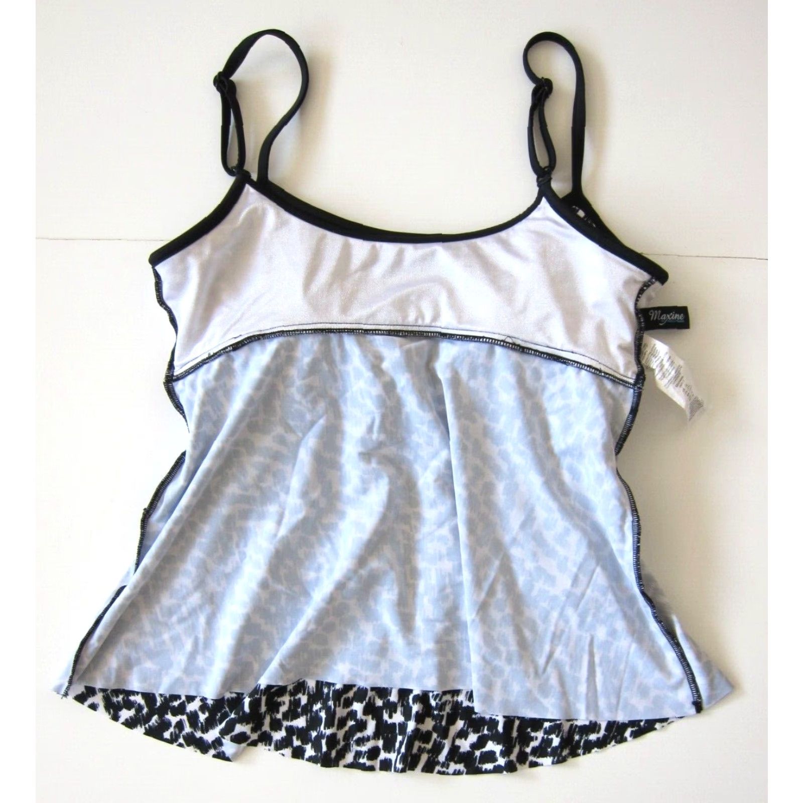 Vintage VINTAGE Maxine Of Hollywood Black White Polka Dot Ruffle Built In Bra Tankini Top 12 Size XL / US 12-14 / IT 48-50 - 5 Thumbnail
