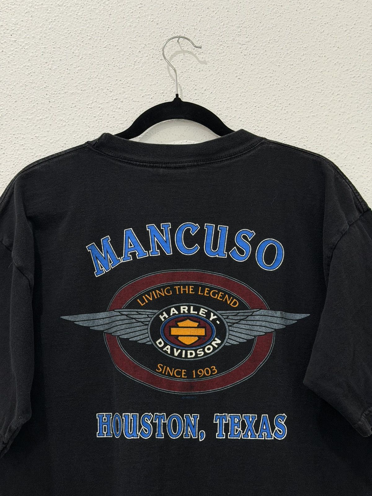 Harley Davidson Vintage 90s Harley-Davidson Checkered Flag 1998 Houston, TX Size US XL / EU 56 / 4 - 4 Thumbnail
