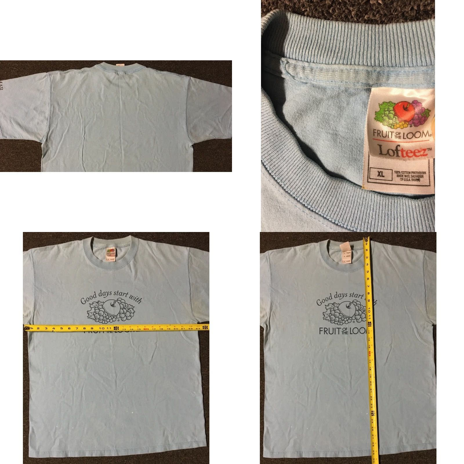 Fruit Of The Loom VINTAGE Good Days Start With FOTL Logo Promo Shirt XL Blue 90s Fruit of the Loom Shirt Mens Vintage Logo Grunge Punk Rock USA Aut Size US XL / EU 56 / 4 - 8 Thumbnail