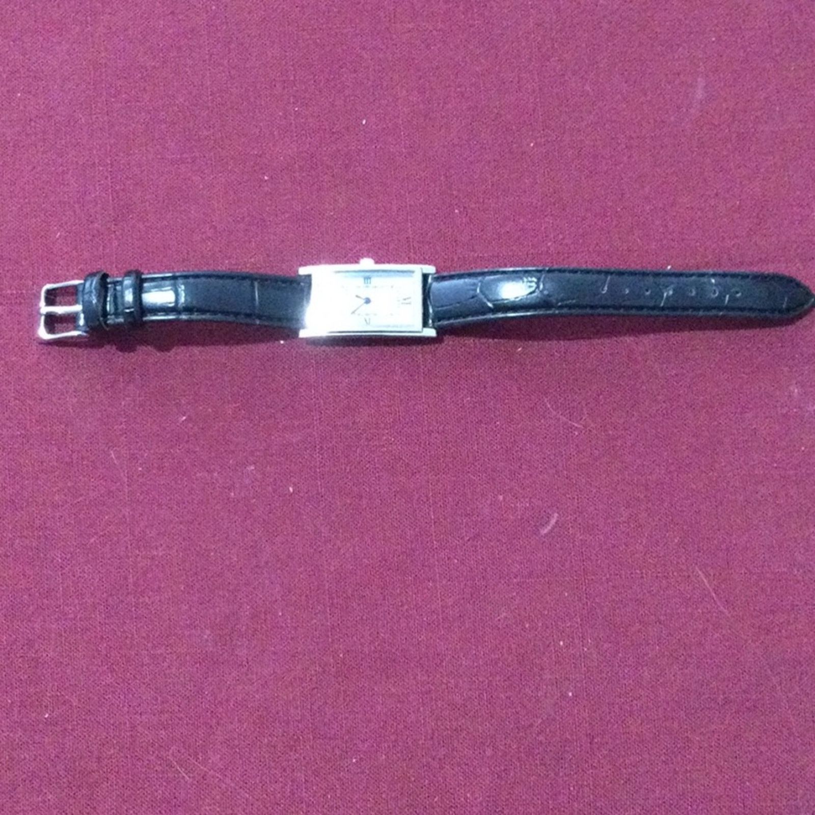Other Liz Claiborne Watch Silver w/ White Face Black Leather Band Size ONE SIZE - 3 Thumbnail