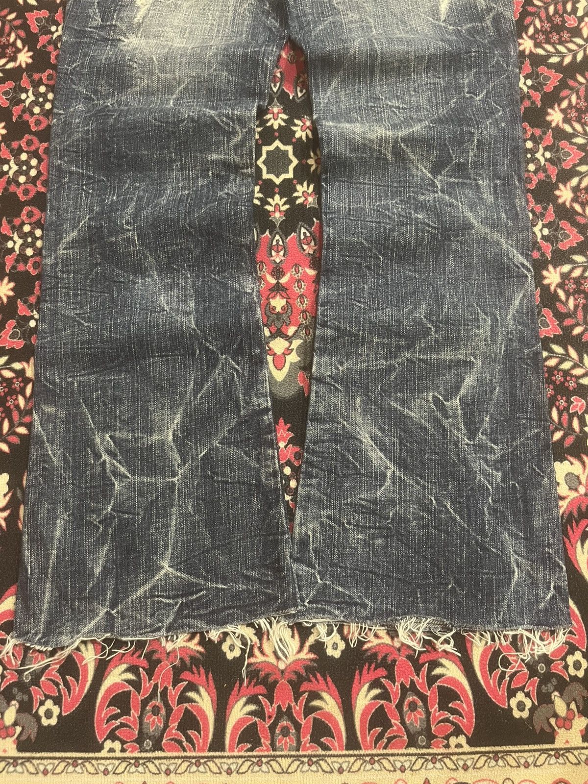 If Six Was Nine Japanese Brand Hollis Blue Cracked Washed Ripped Flare Jeans Size 28" / US 6 / IT 42 - 8 Thumbnail
