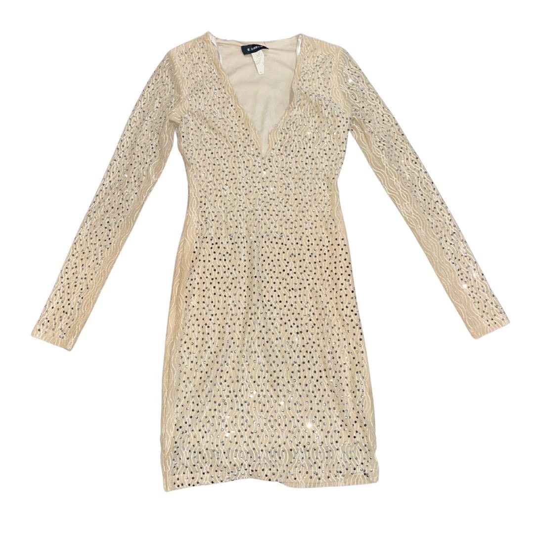 Other B. Darlin Nude Sequin Rhinestone Bodycon V-Neck Dress SZ 3/4 Size S / US 4 / IT 40 - 1 Thumbnail