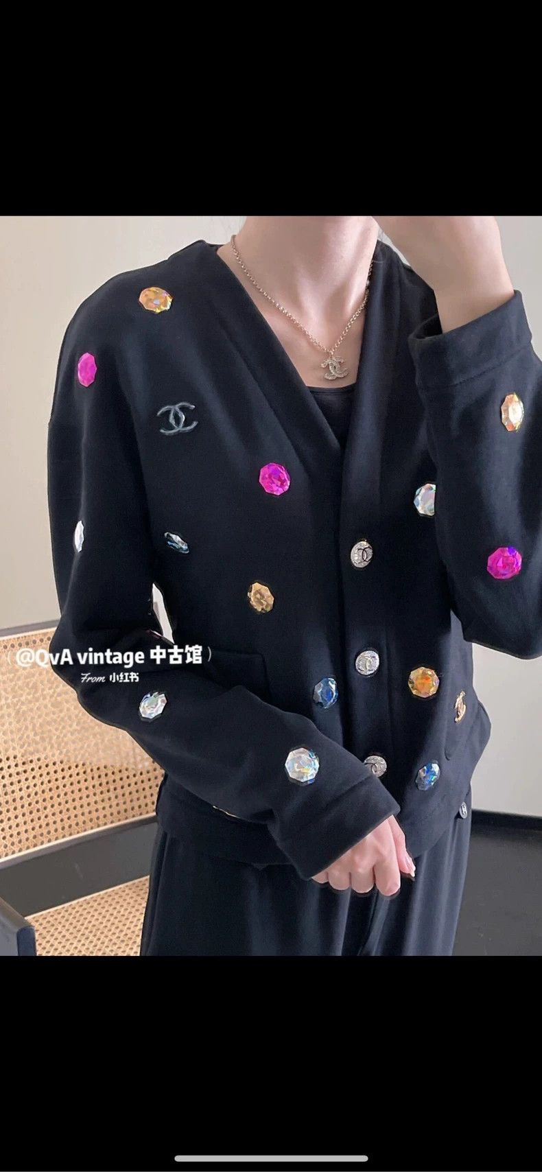 Chanel Chanel 21K gemstone diamond buckle cardigan jacket 2504-Nex Size S / US 4 / IT 40 - 6 Thumbnail