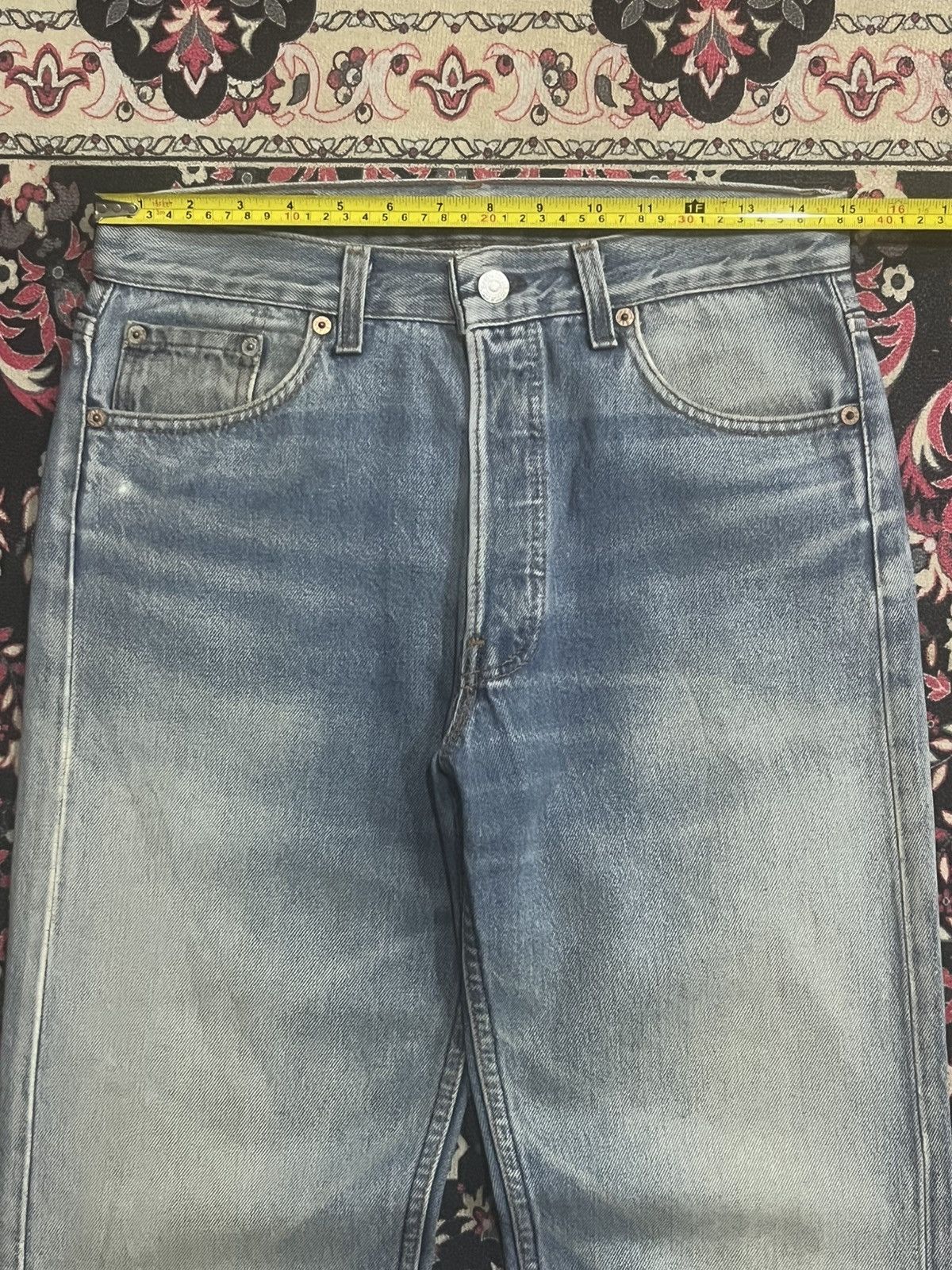Levi's Vintage 90s Levi’s 501 Classic Light Blue Washed Ripped Jean Size US 30 / EU 46 - 16 Thumbnail