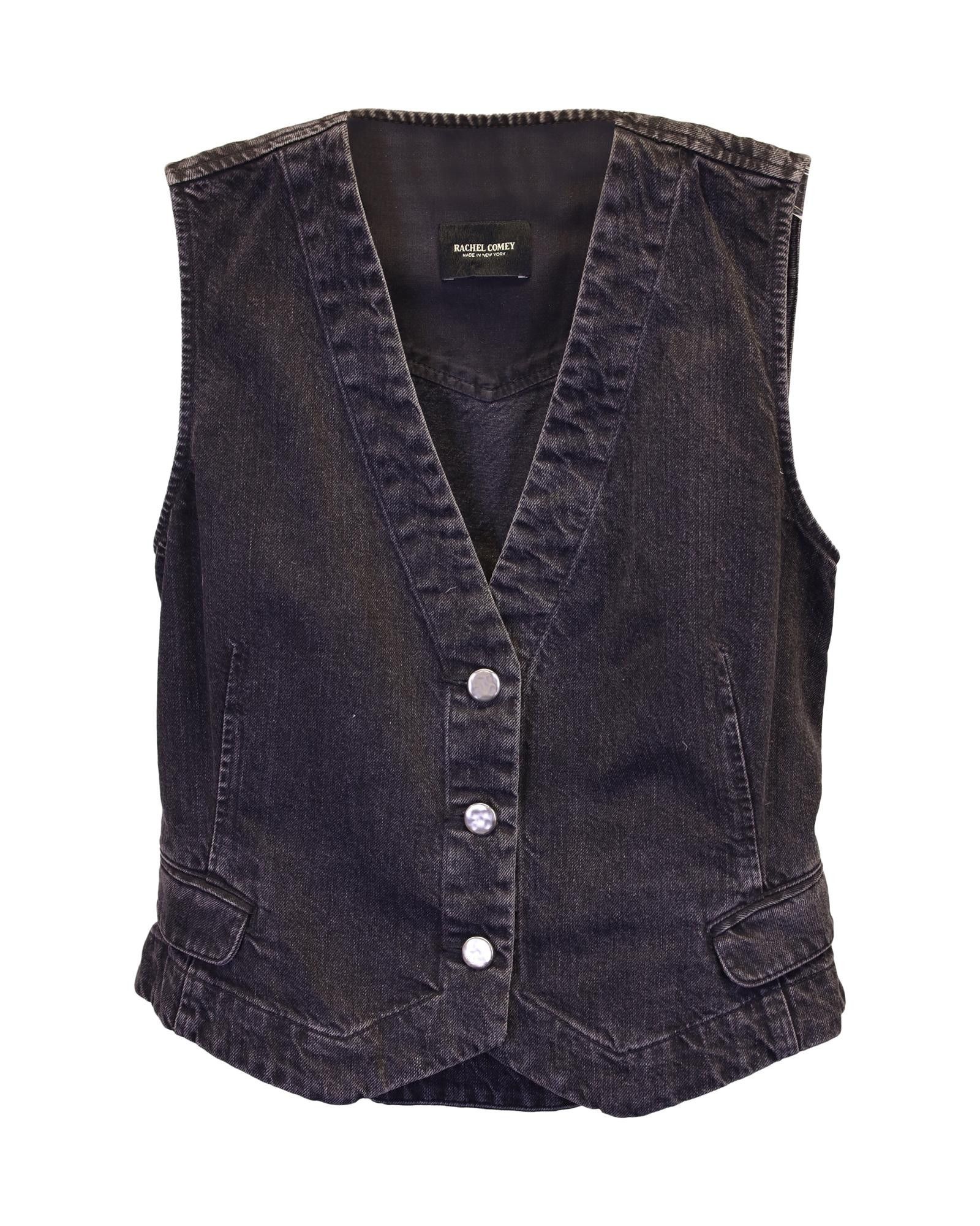 image of Charcoal Cotton Denim Vest By Rachel Comey in Black, Women's (Size Small)