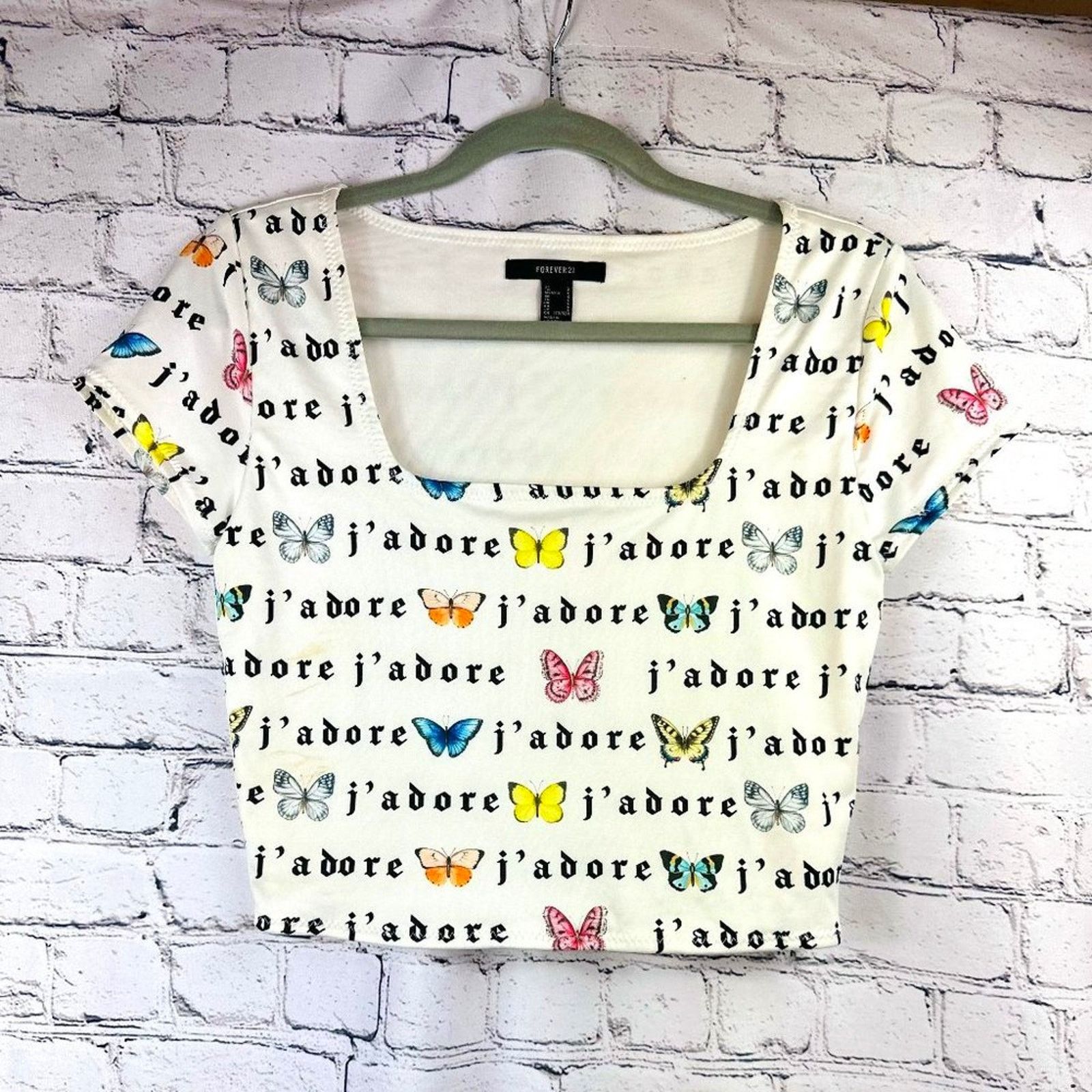 Forever 21 Forever 21 "J'Adore" Crop Top size L Size L / US 10 / IT 46 - 3 Thumbnail
