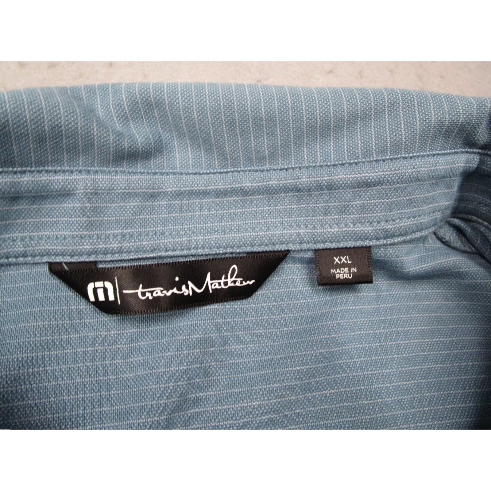 TravisMathew TRAVIS MATHEW Shirt Mens 2XL XXL Blue Polo Golf Performance Logo Short Sleeve Striped Cotton Blend Nike Size US XXL / EU 58 / 5 - 3 Thumbnail