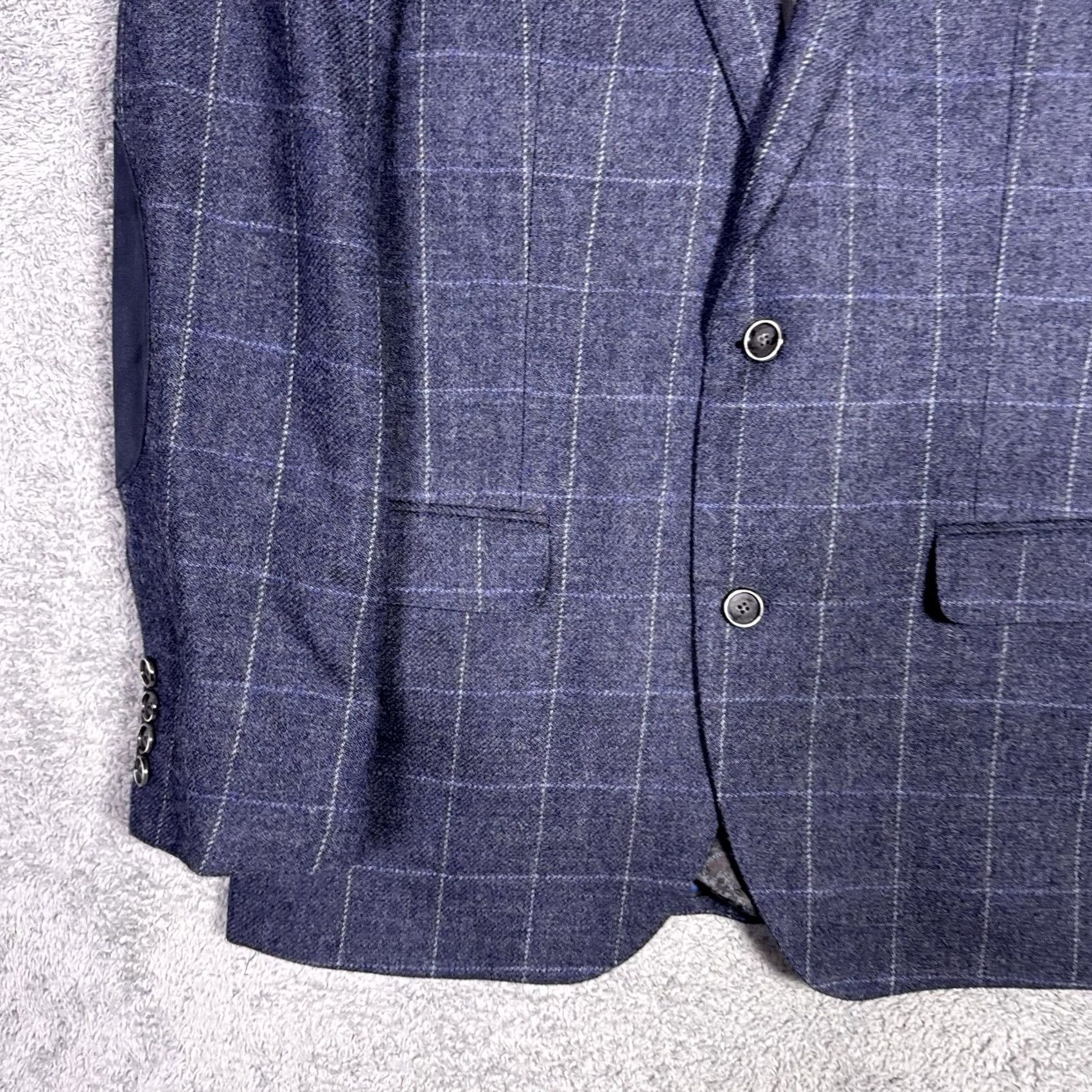 Tallia Tallia Sport Coat Mens 40R Windowpane 100% Wool Suit Jacket Blazer Elbow Patches Size 40R - 3 Thumbnail