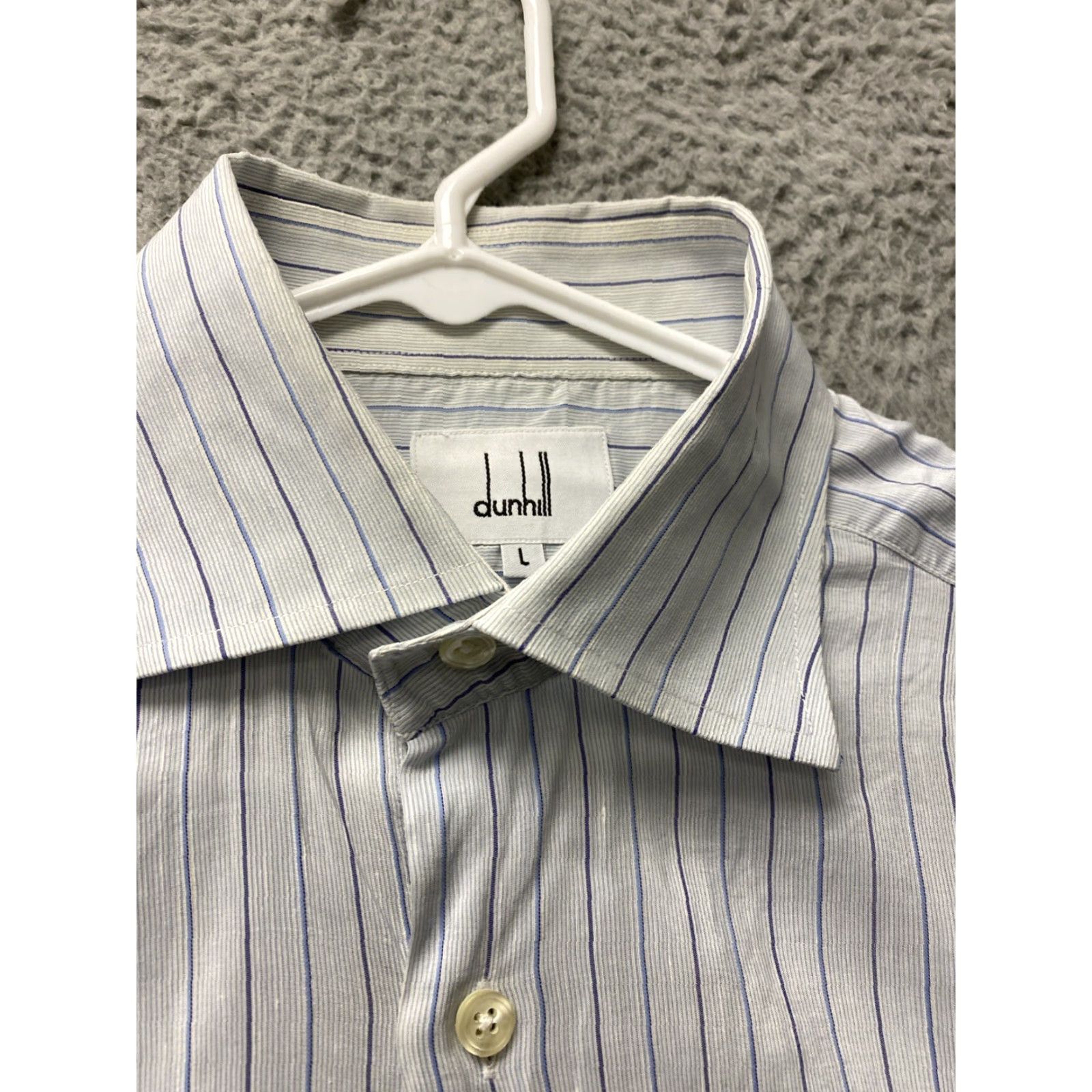Vintage VINTAGE Dunhill Men’s Dress Shirt L Gray Stripe Formal Lightweight Button-up Size US L / EU 52-54 / 3 - 3 Thumbnail