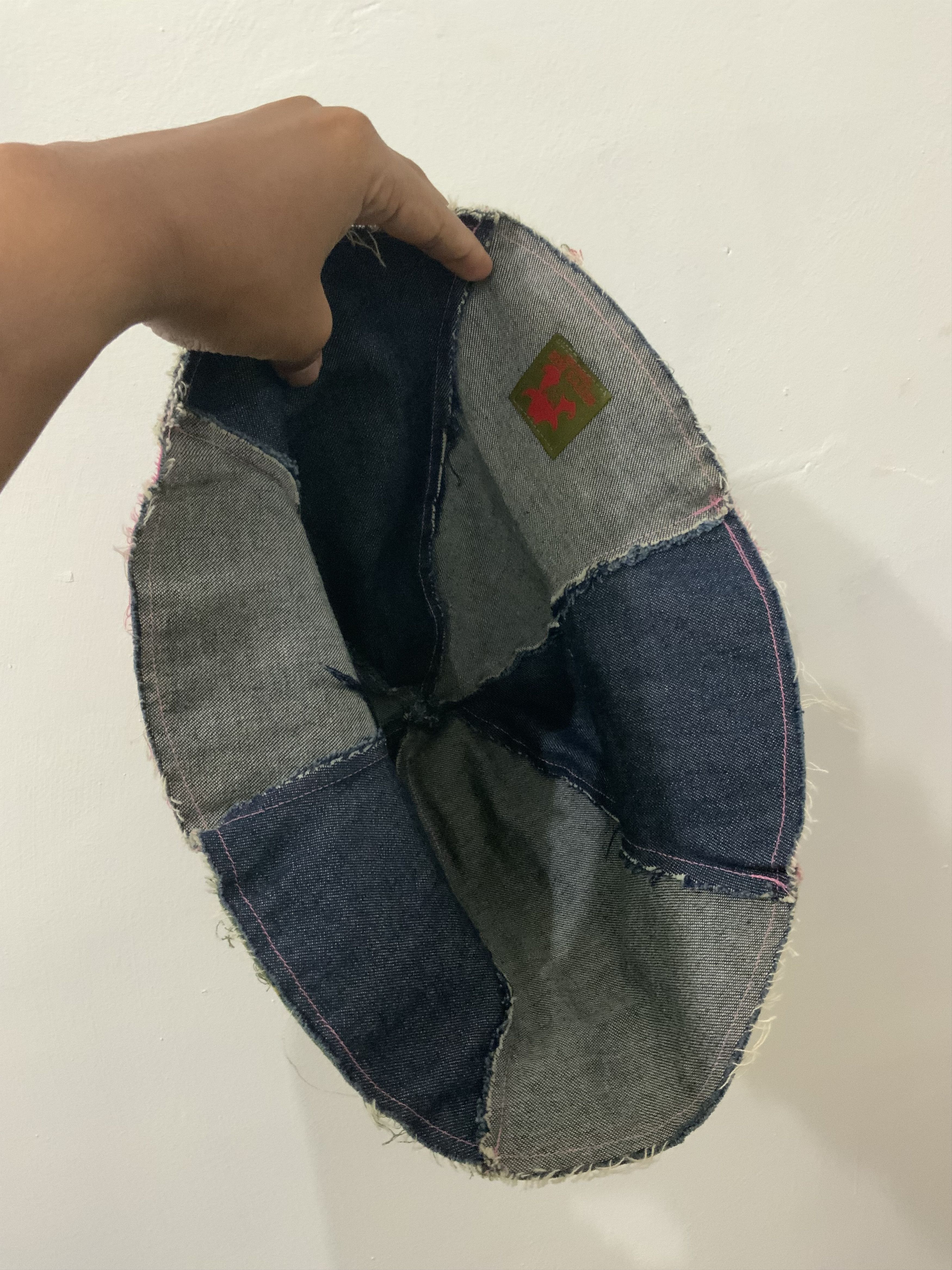 Japanese Brand DENIM PATCHWORK SASHIKO BUCKET HAT Size ONE SIZE - 7 Thumbnail