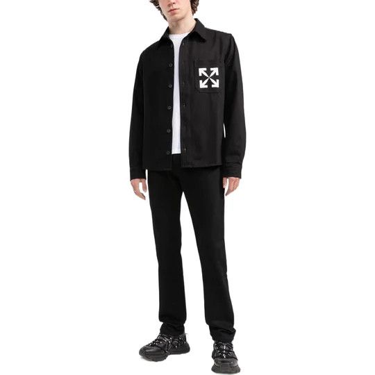 Off-White o1w1db10824 Single Arrow Denim Shirt in Black Size US XXL / EU 58 / 5 - 2 Thumbnail