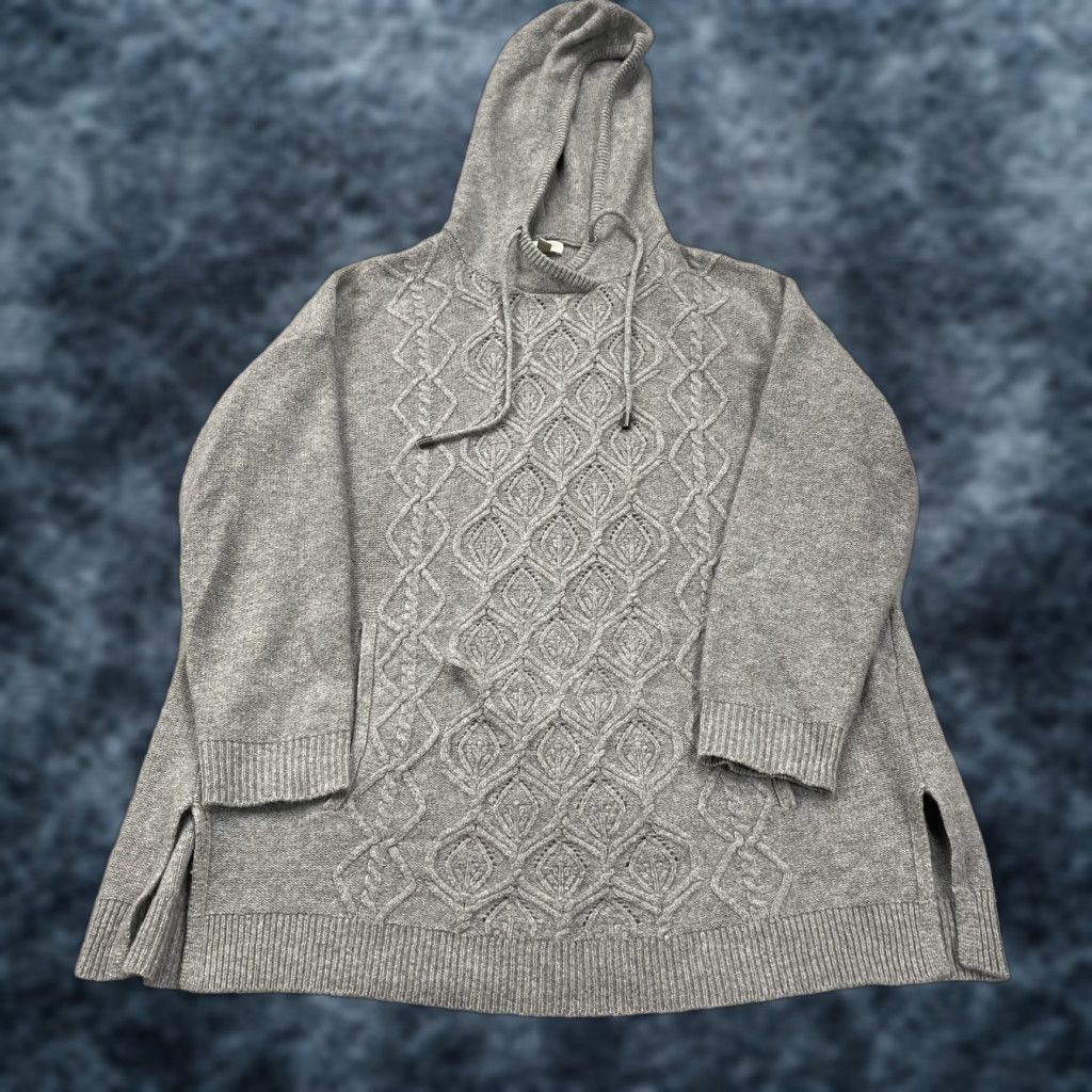 Vintage Garnet Hill Sweater Womens Small Gray 100% Cashmere Hooded Tunic Knit Pullover Size S / US 4 / IT 40 - 1 Thumbnail