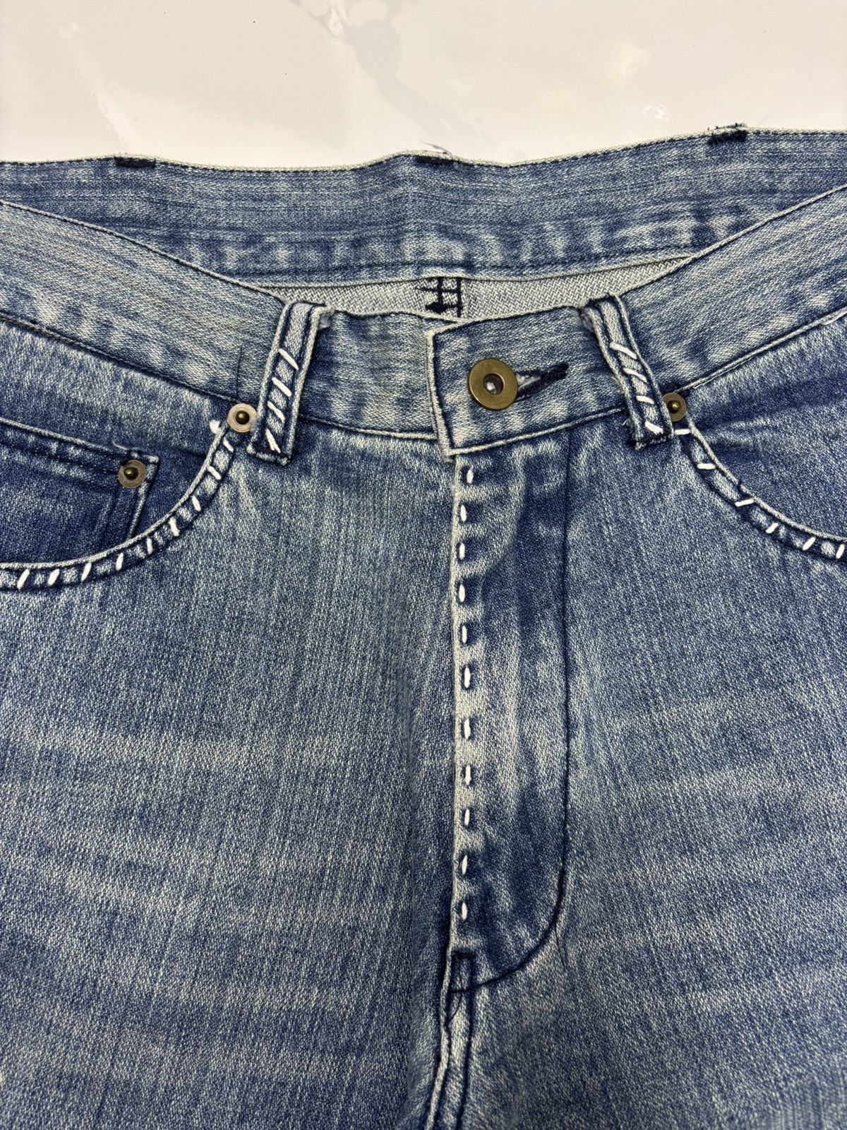 Yasuyuki Ishii × Yoshiyuki Konishi YOSHIYUKI KONISHI CROSS FLARE DENIM CUSTOM JEANS Size US 30 / EU 46 - 11 Thumbnail
