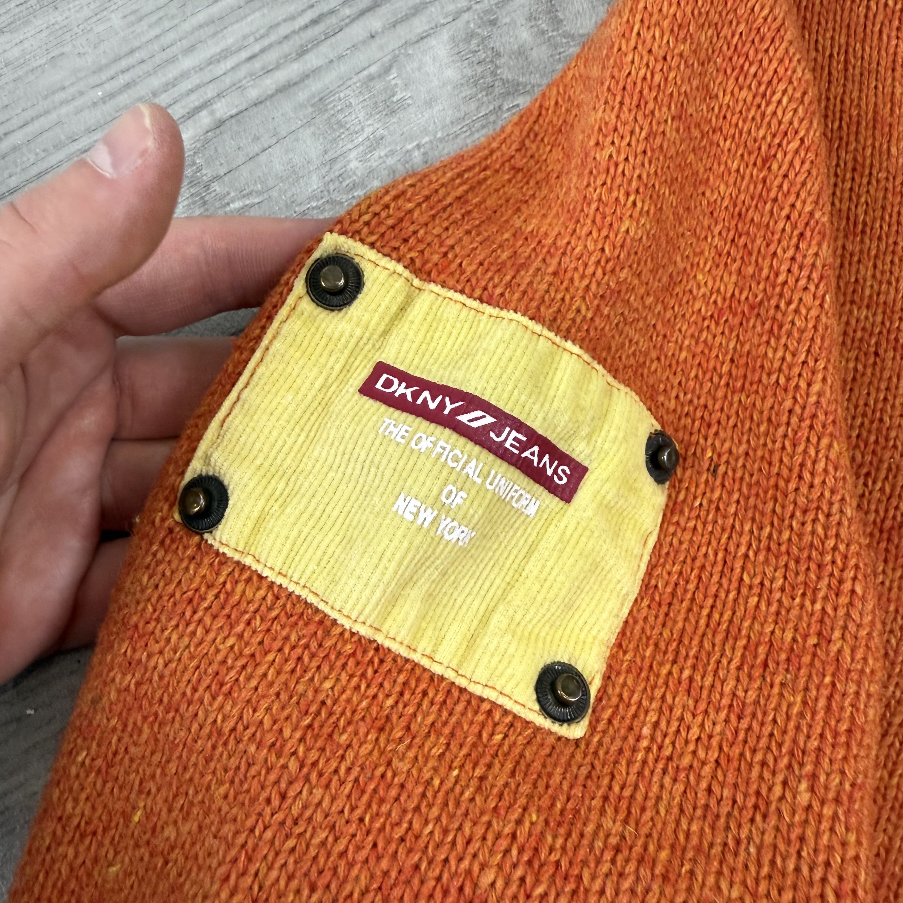 DKNY Vintage DKNY 90s Orange Patchwork Turtleneck Knit Sweater Size S / US 4 / IT 40 - 5 Thumbnail