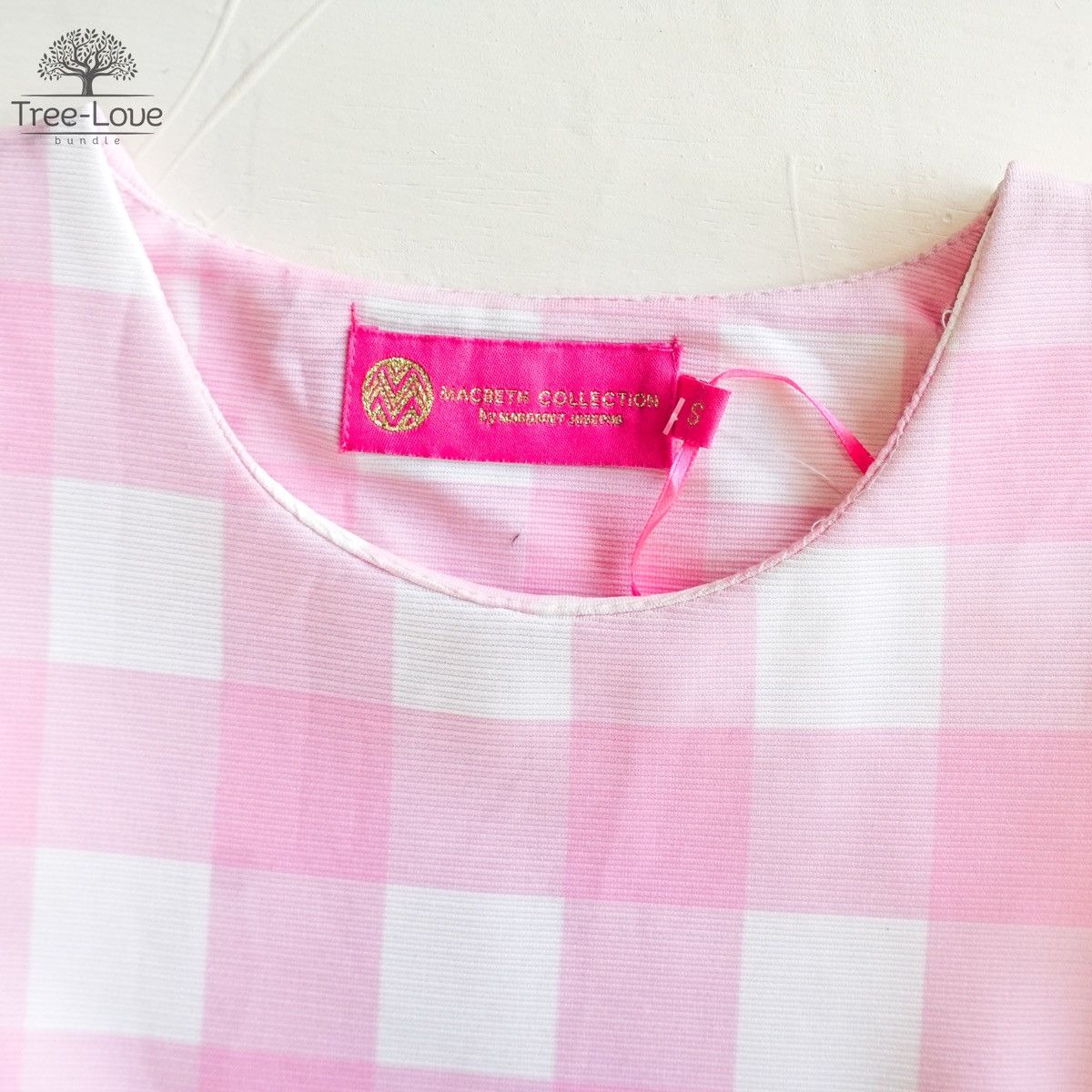 Macbeth [S] MACBETH pink checkered slim cut mini dress Size S / US 4 / IT 40 - 3 Thumbnail