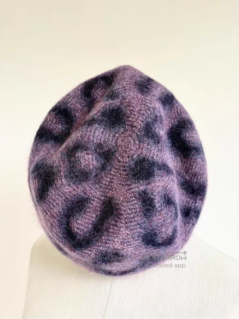 Vivienne Westwood Vivienne Westwood Purple leopard-print Saturn beret Size ONE SIZE - 3 Thumbnail